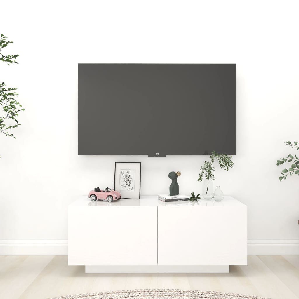 furnicato TV-Schrank Hochglanz-Weiß 100x35x40 cm Holzwerkstoff