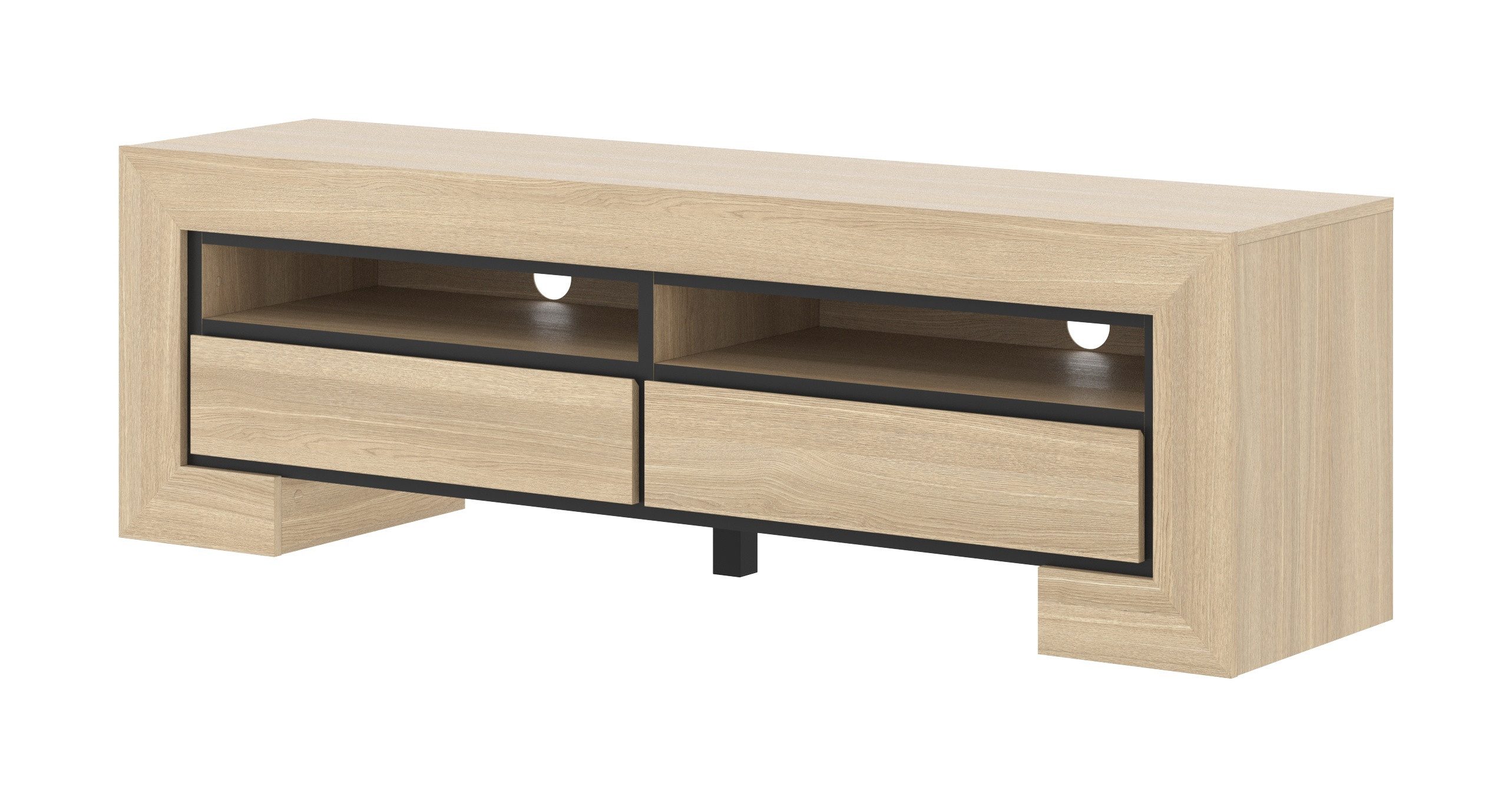 Masseno Lowboard LUNO 160 cm TV-Schrank mit 2 Schubladen Eichefarben