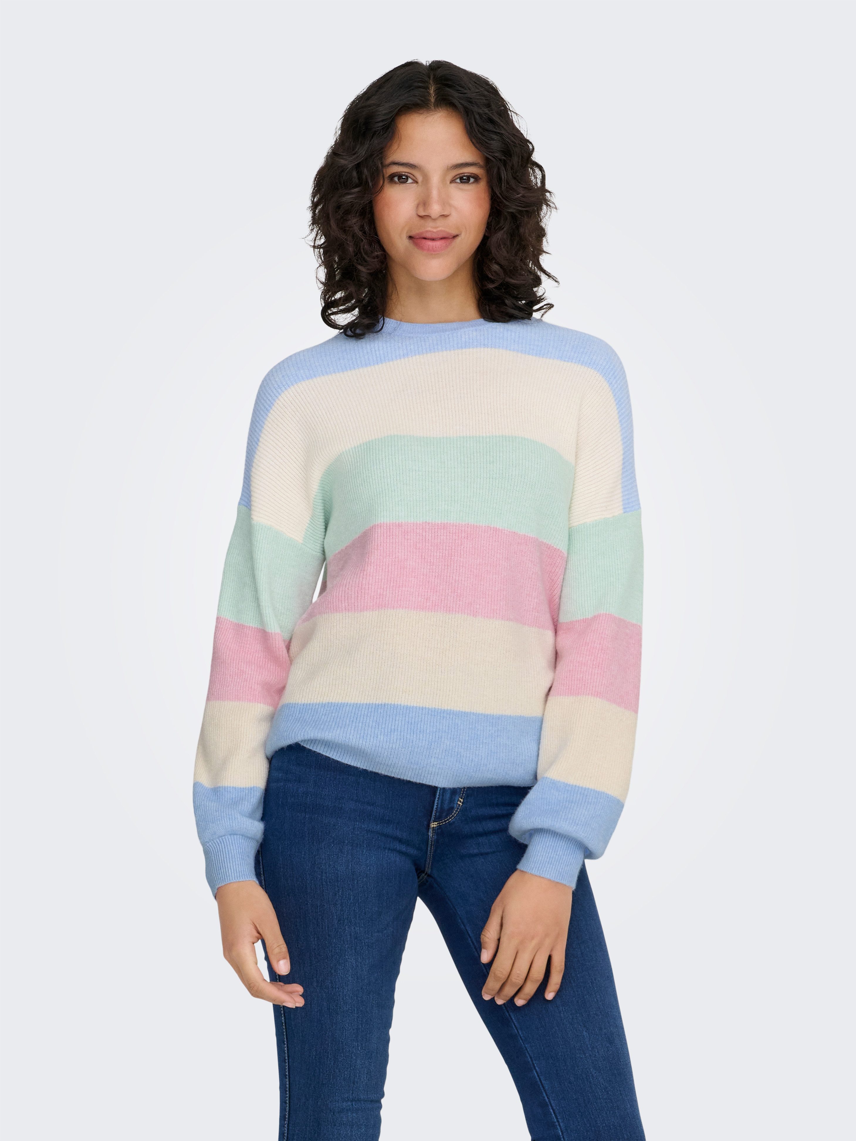 ONLY Strickpullover ONLATIA L/S STRIPE PULLOVER KNT NOOS Viskosemischung, regular fit