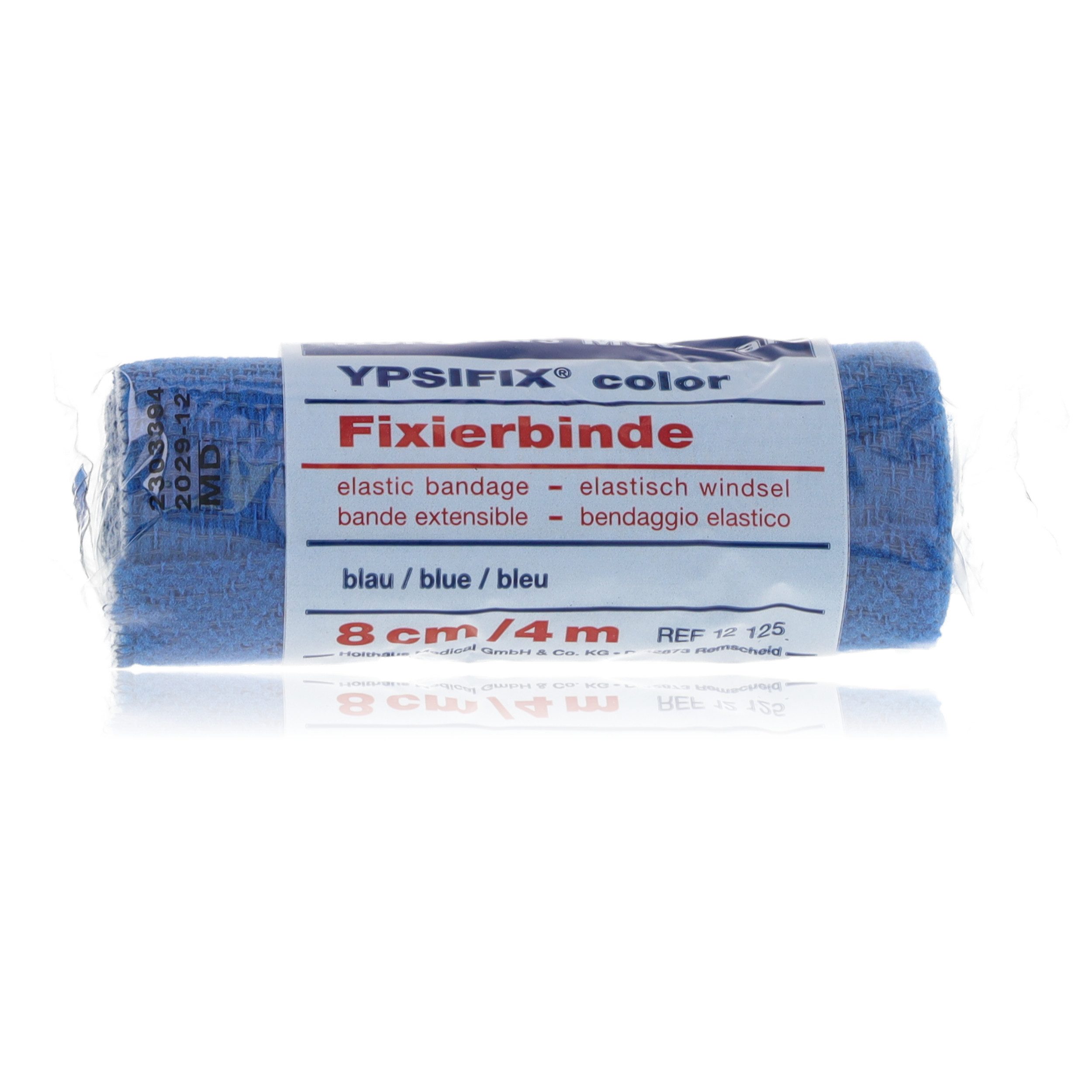 Holthaus Medical Bandage Ypsifix color Fixierbinde 8cm x 4m blau (1-tlg., flexibel & hautverträglich), Weiche, anschmiegsame Mullbinde zur Fixierung