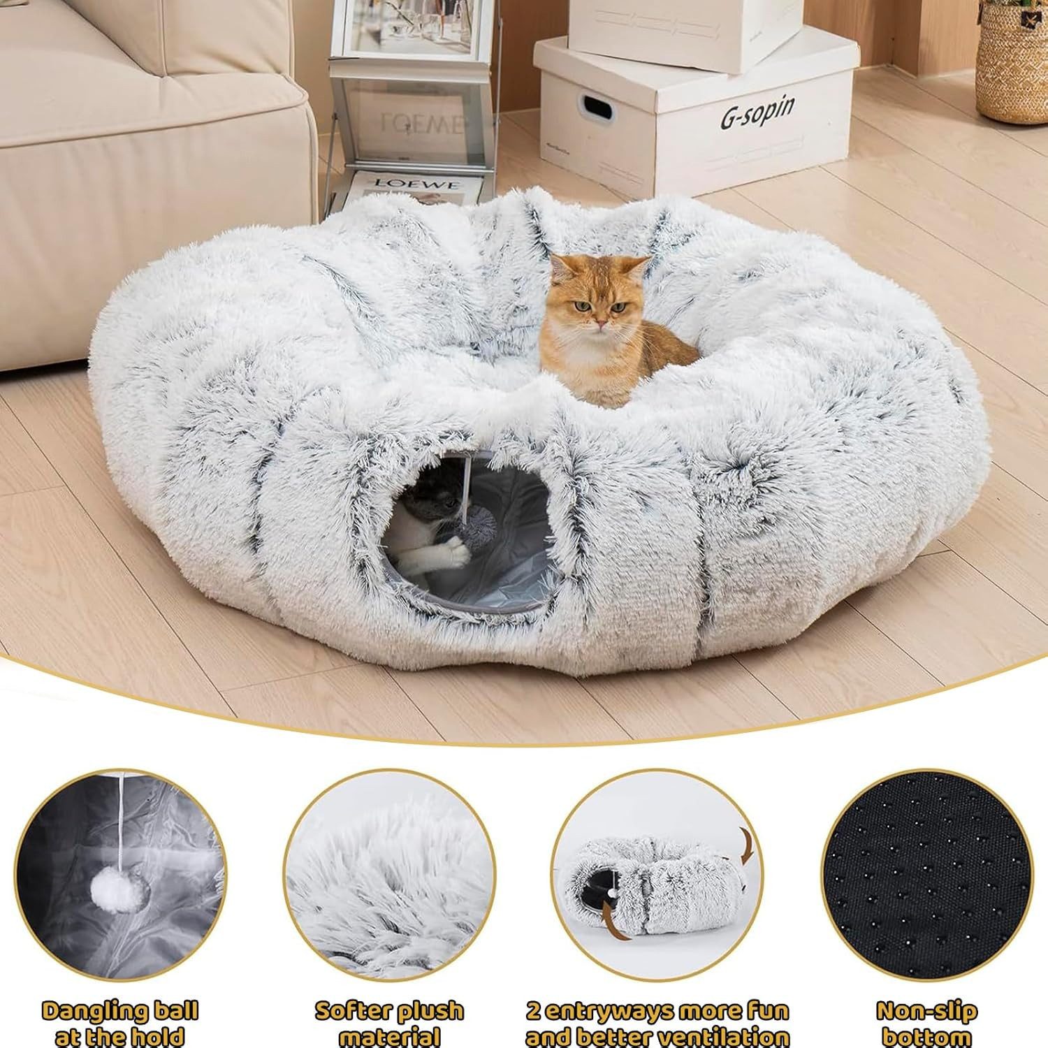 SURFOU Tierbett Katzentunnel mit Waschbarem Kissen günstig online kaufen