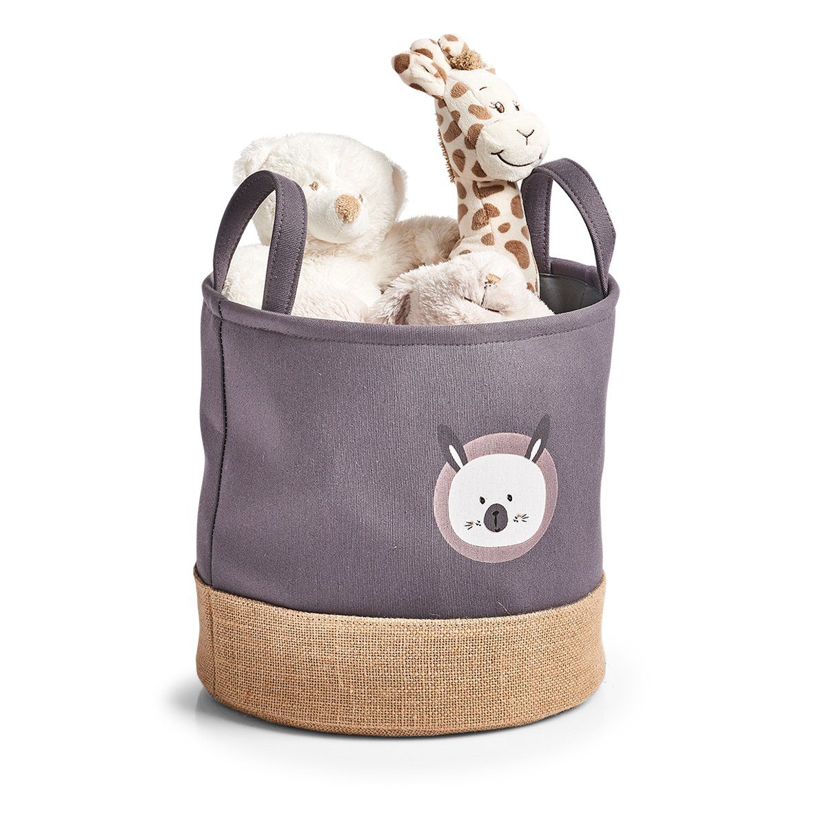 Zeller Present Aufbewahrungskorb Hase, Polyester/Jute, grau, Ø30 x 29 cm