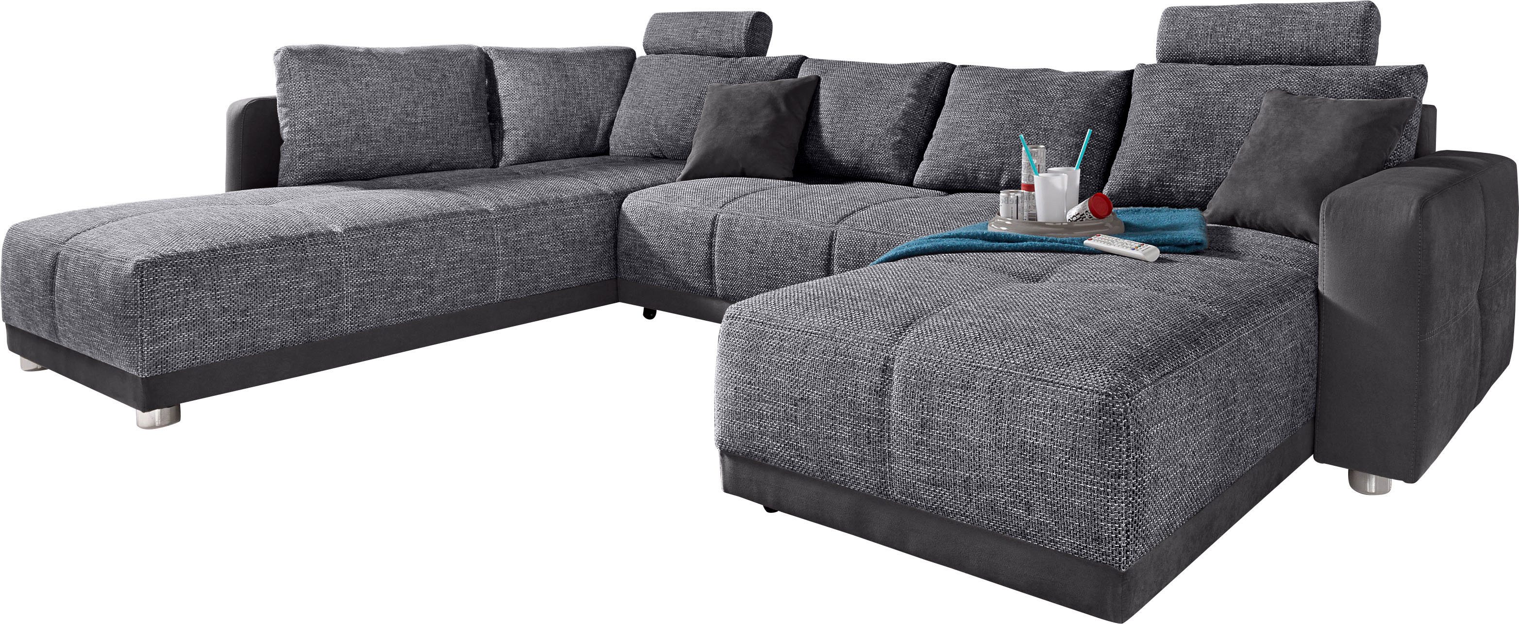 Jockenhöfer Gruppe Wohnlandschaft Orlando U-Form, B: 337 cm, mit Bettfunktion, Bettkasten, 2 Kopfstützen & 2 Zierkissen, Federkern