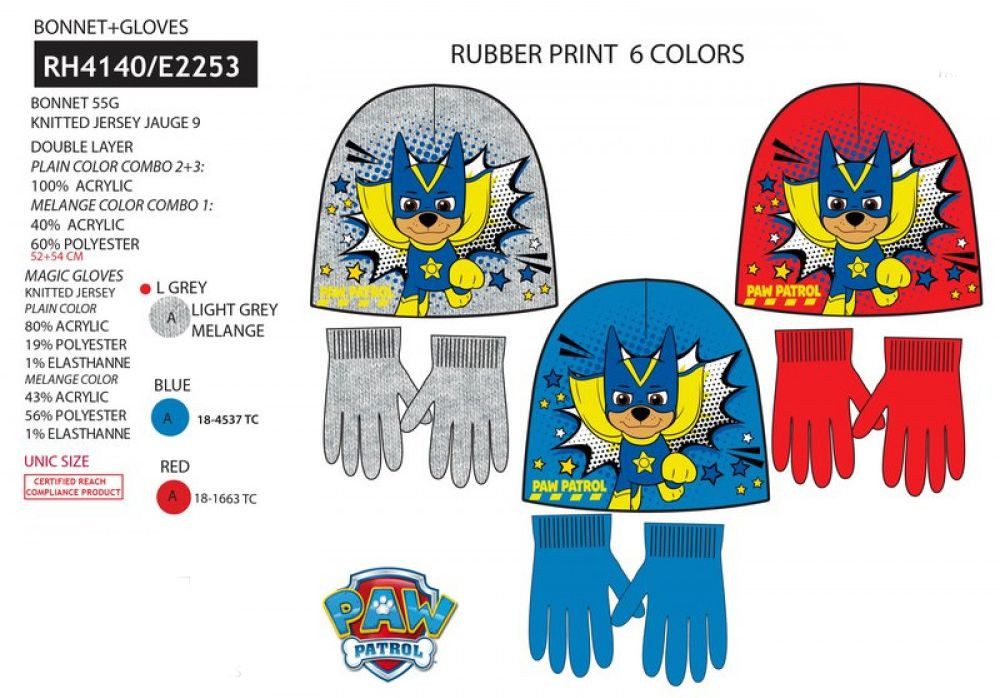 PAW PATROL Strickmütze Paw Patrol Jungen Mütze Set + Handschuhe Kindermütze Set mit Handschuhen