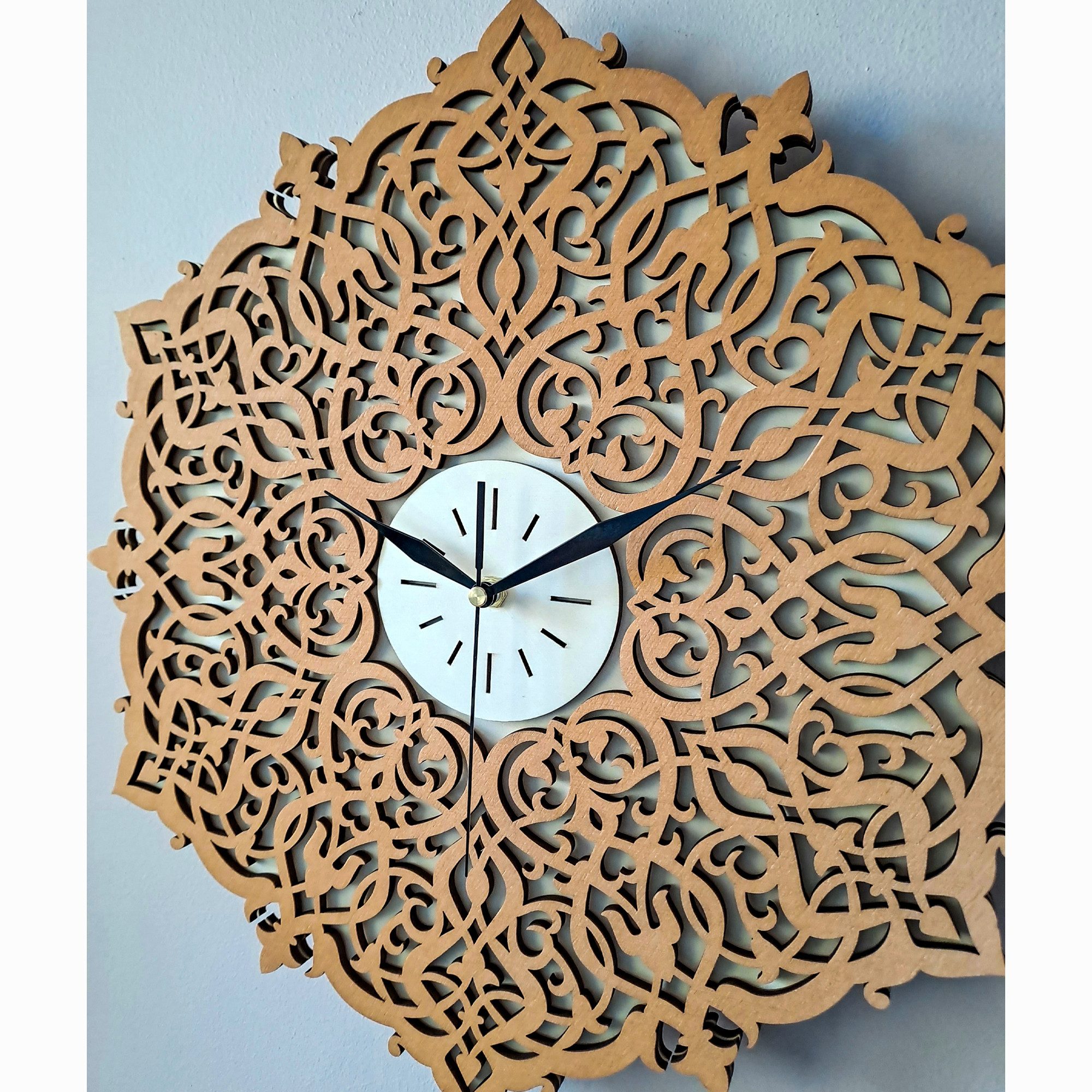 ORNAMENTI Wanduhr Marokkanisch, Arabisch, Orientalisch, Ornament, Holz, Schwarz, Braun (Handmade Wanduhr, fur Wohnzimmer, Schlafzimmer, 3 Grossen, ohne Ticken)
