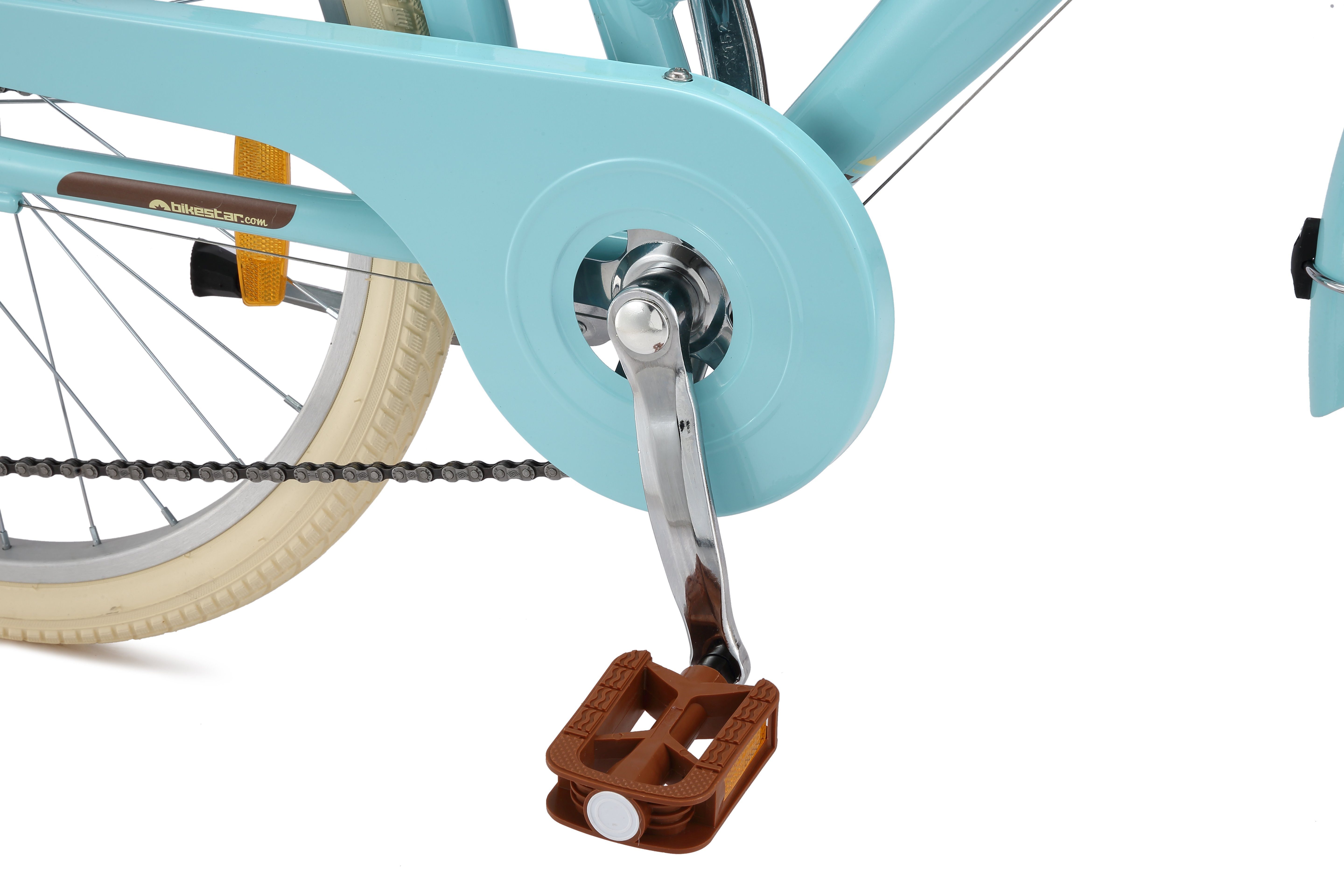 Bikestar children's city bike, 24 inch, aluminum, from 9 years, 1 gear, basket, luggage rack, easy pedaling, ergonomic frame