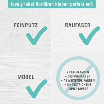 lovely label Bordüre Häschen & Rehe hellblau / blau - Wald / Waldtiere - Wanddeko Kinderzimmer, Tiere, selbstklebend