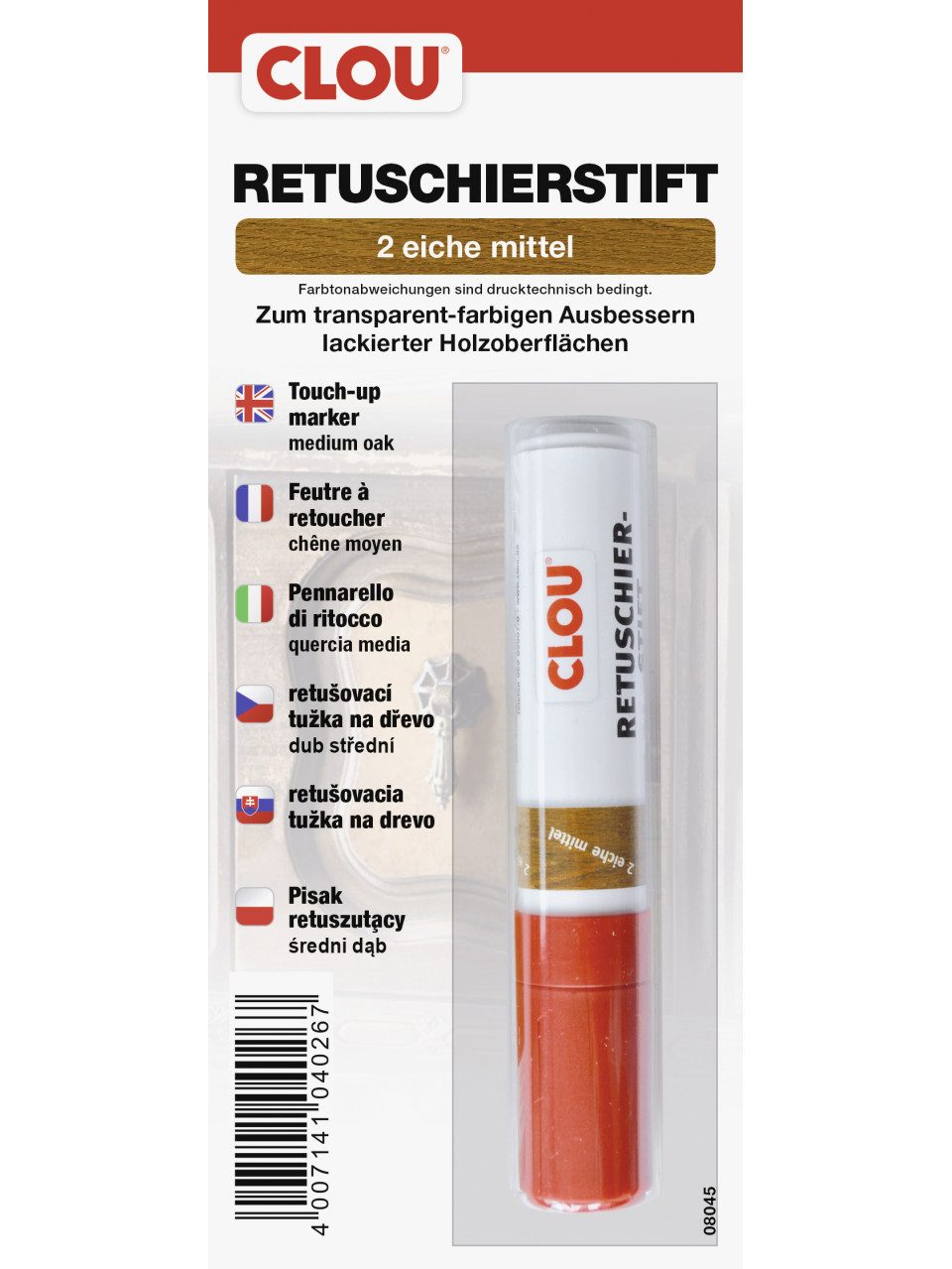 CLOU Holzlack Clou Retuschierstift eiche mittel