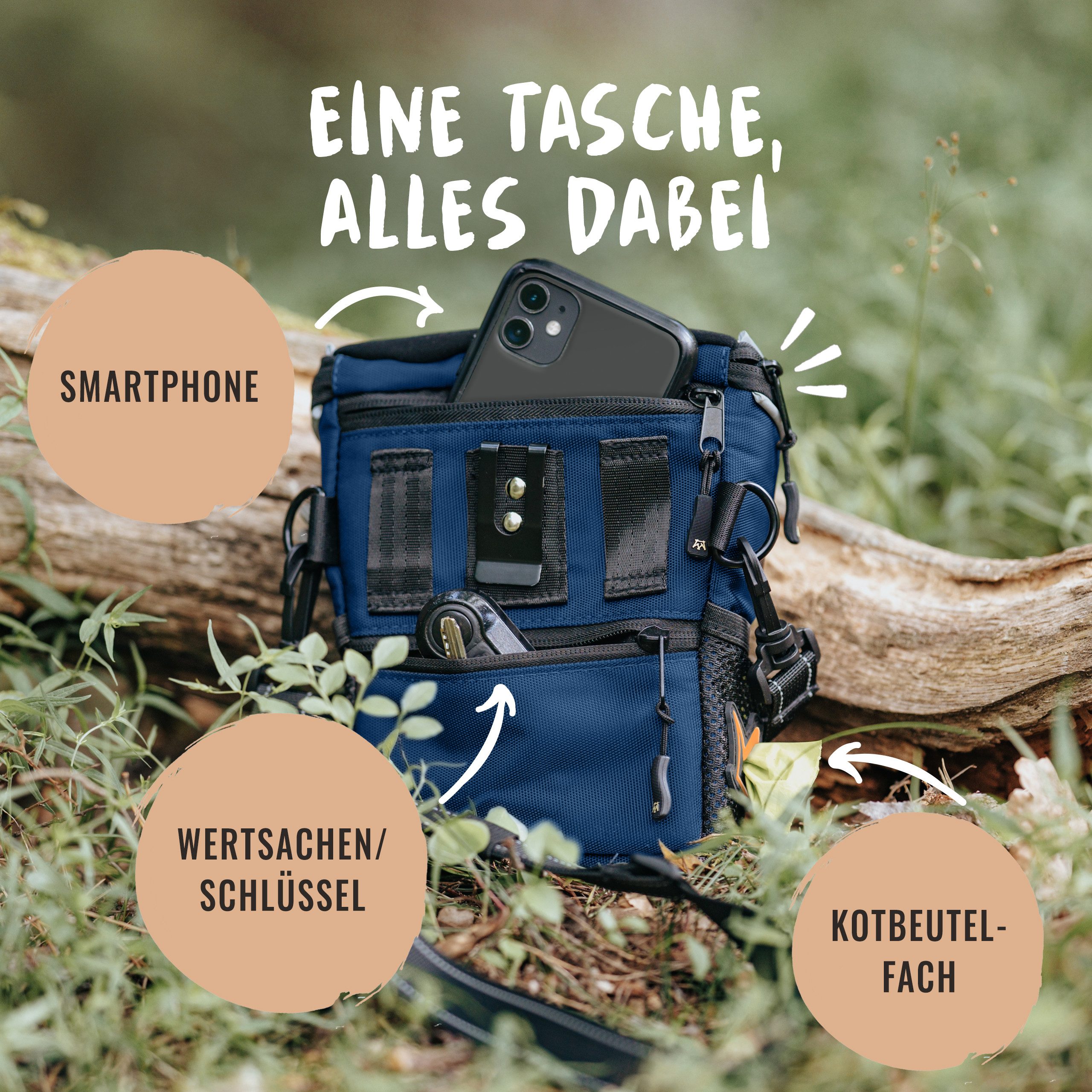 Rudelkönig Leckerlibeutel Leckerlitasche für Hunde, Futterbeutel mit Aufbewahrungstasche (1-tlg), Snack-Beutel für Hunde mit Kotbeutelspender zum Umhängen – Bild 4 von 5