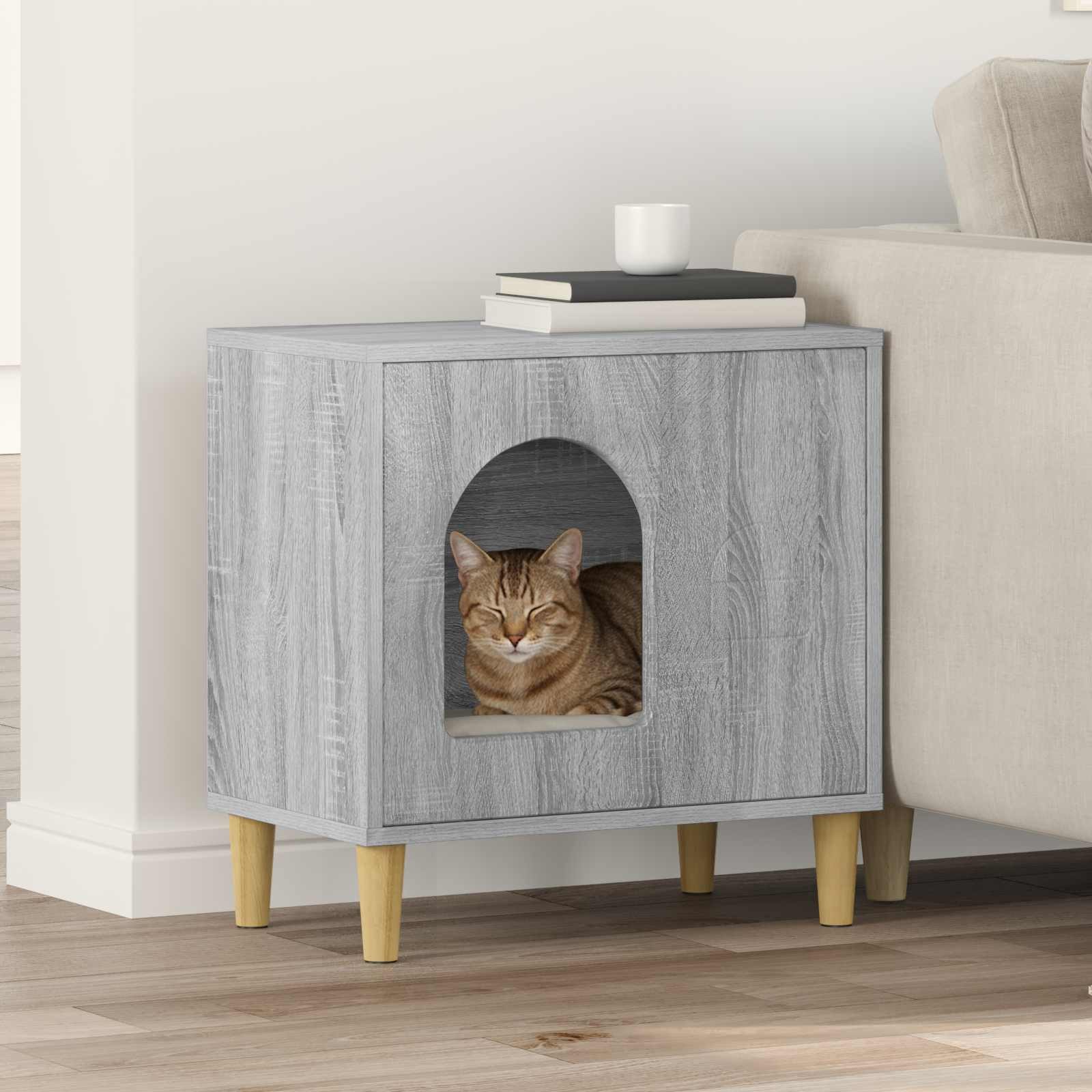 vidaXL Katzenhaus, Katzenhaus Graues Sonoma 51 x 30 x 52 cm Holzwerkstoff
