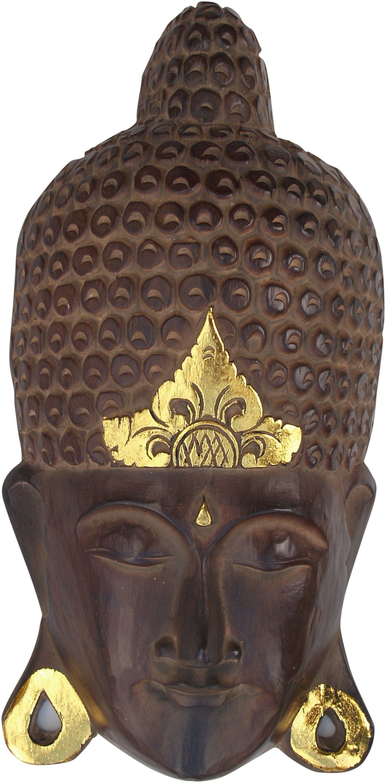 Guru-Shop Buddhafigur Buddha Maske mit Goldverzierung, Wandschmuck,..