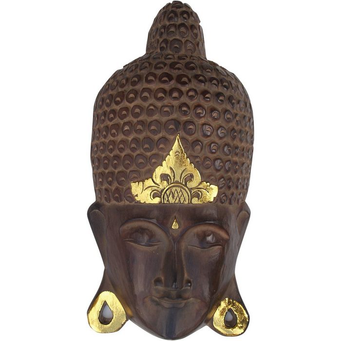 Guru-Shop Buddhafigur Buddha Maske mit Goldverzierung Wandschmuck ..