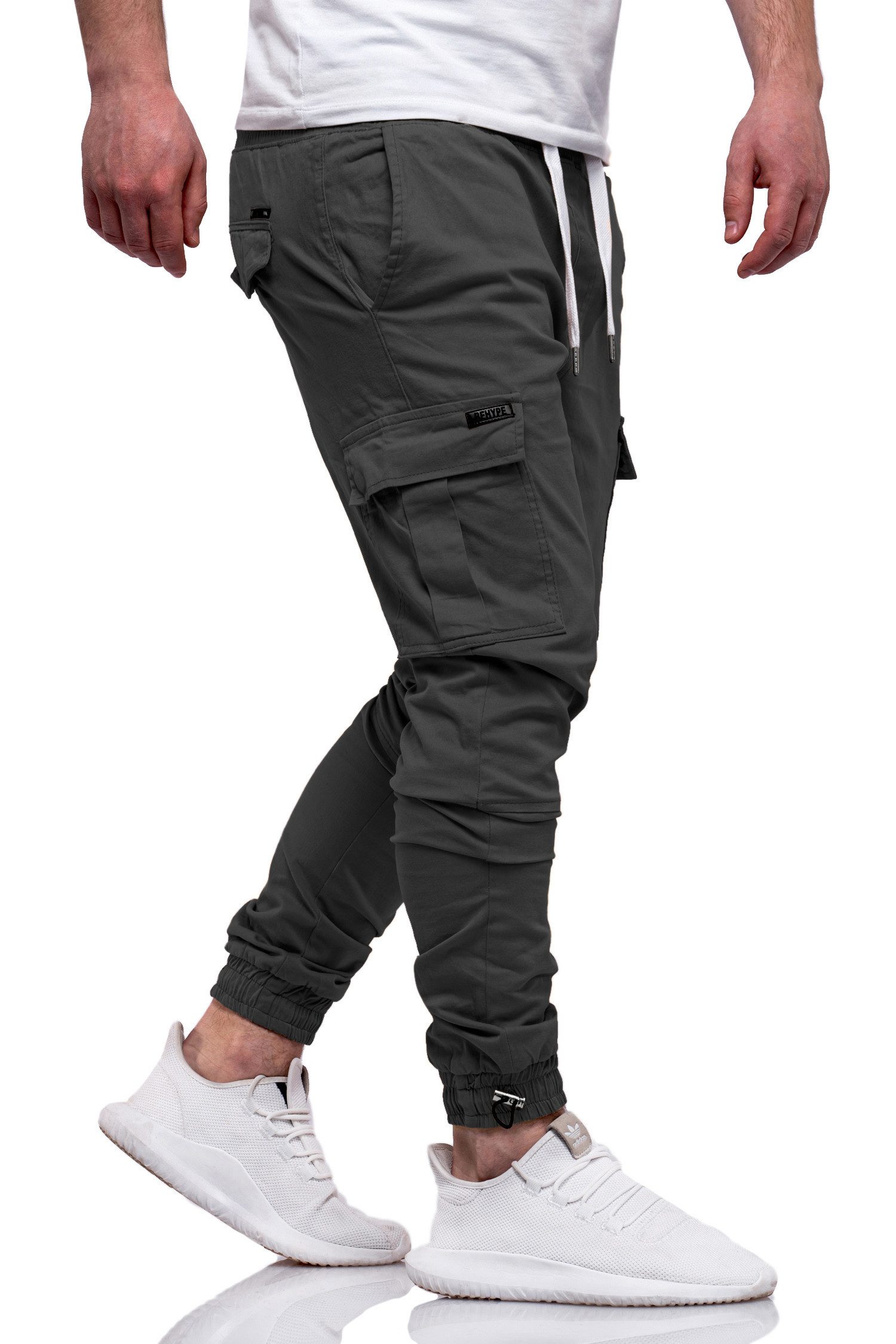DAILY COTTON Cargohose mit elastischem Bund Slim-Fit Herren Jogger-Hose Jeans mit Gummibund & Cargo-Taschen Pants – Bild 2 von 3