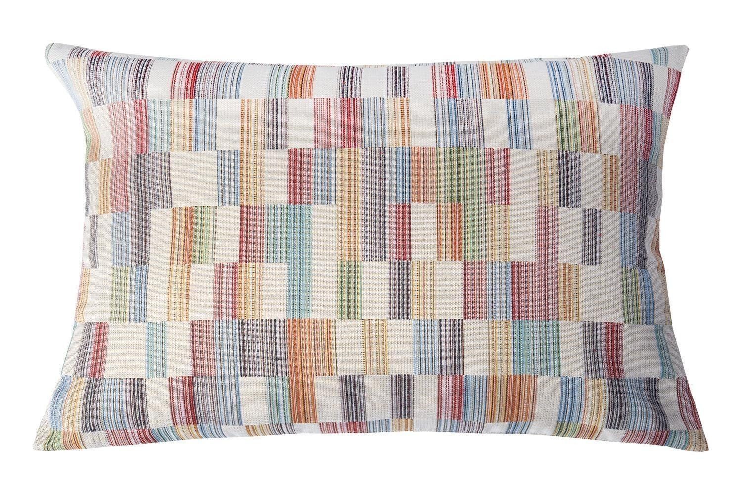Kissenhülle TABEO, B 60 cm x L 40 cm, Mehrfarbig, Weiß, (1 Stück), mit eckigem Muster