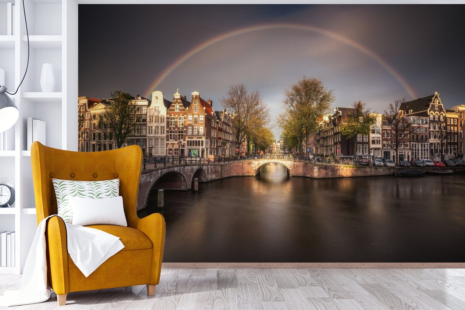 Fototapete St), unter bedruckt, Amsterdams Wallpaper Matt, für Tapete Schlafzimmer, MuchoWow einem Regenbogen, Wohnzimmer, Vinyl Keizersgracht (6 Kinderzimmer,