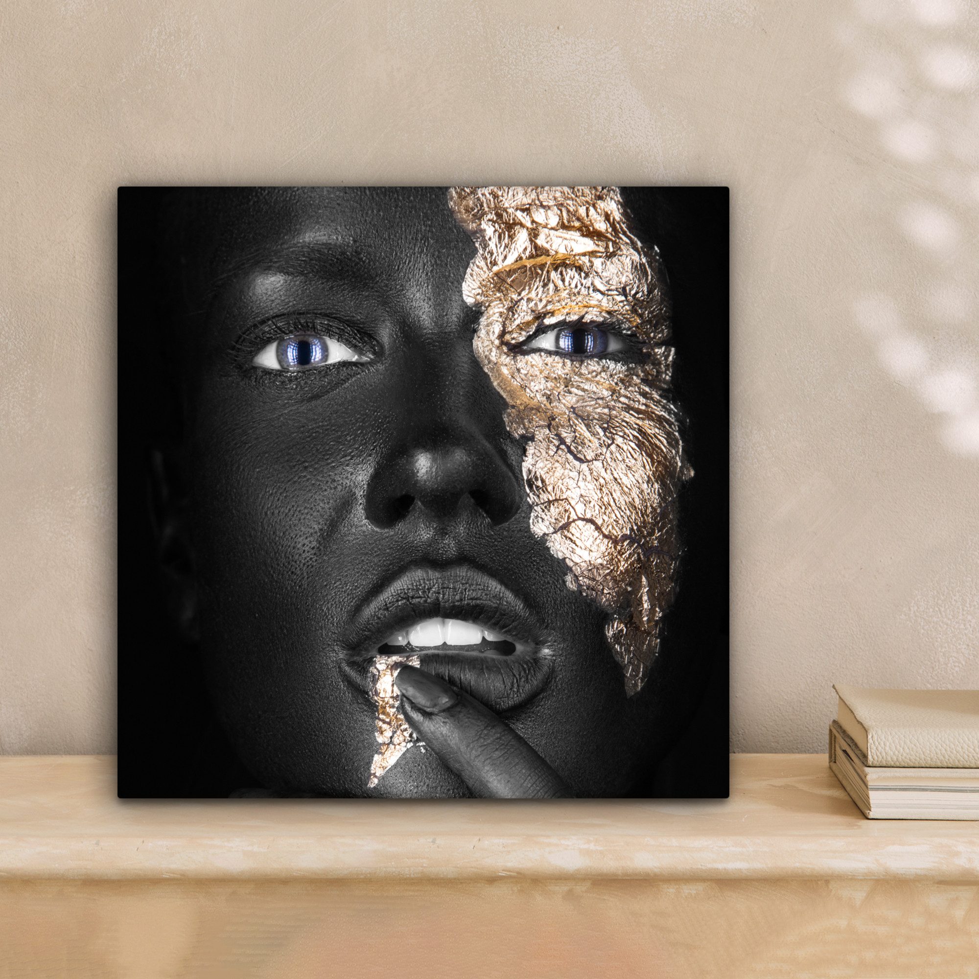 OneMillionCanvasses® Leinwandbild Frau - Blattgold - günstig online kaufen