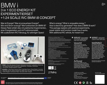Edu-Toys Experimentierkasten Green Energy BMWi RC-Auto Testfahrzeug Dynamo Solar Wasserkraft, (komplettes Experimentierset, 18-tlg., Was ist erneuerbare Energy? Wie funktioniert ein BMW i8), Lizenzprodukt der BMW Groupe