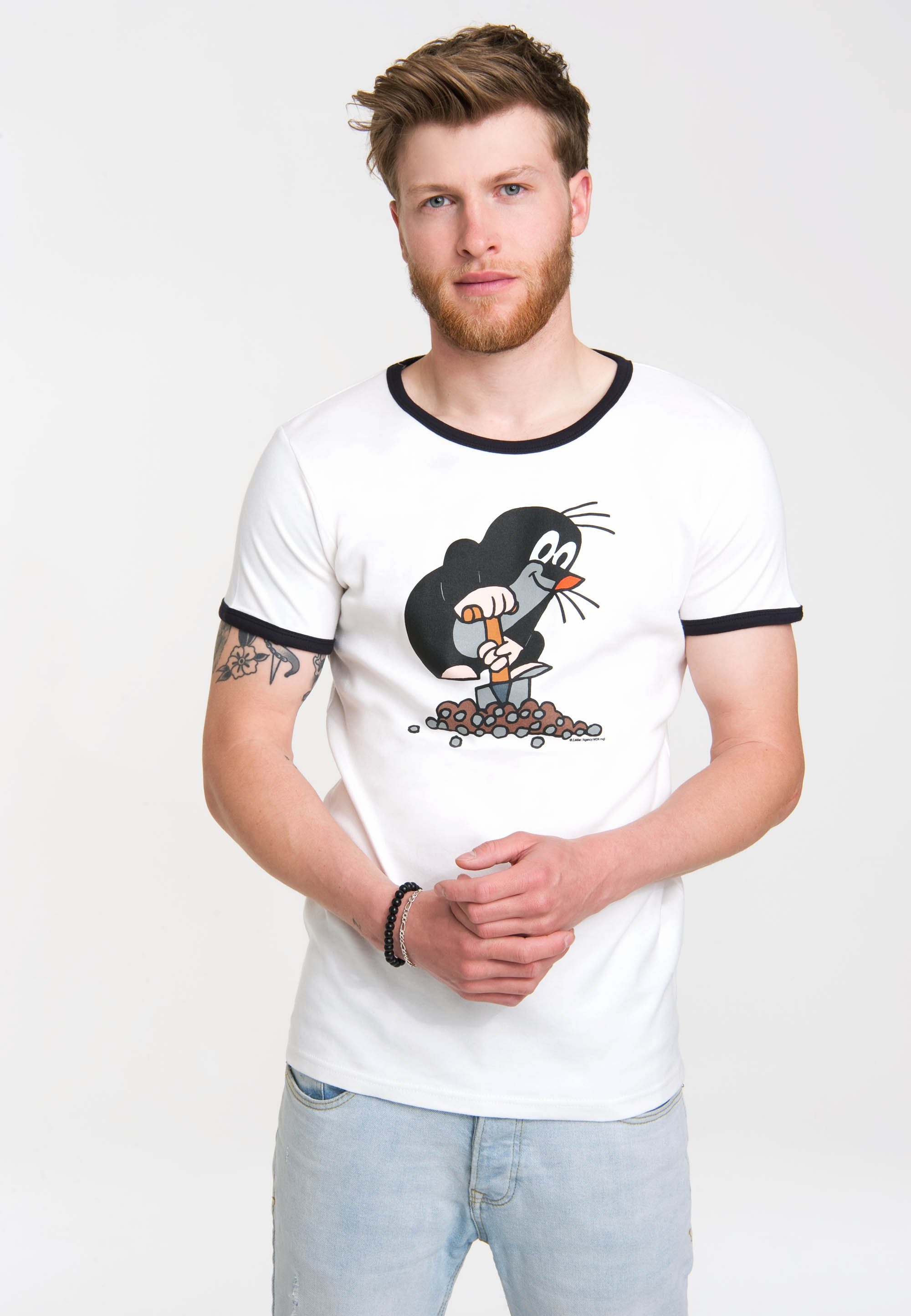 LOGOSHIRT kleine T-Shirt Authentisches Der Design ideal kleine Maulwurf mit für den Der Maulwurf-Print, Alltag