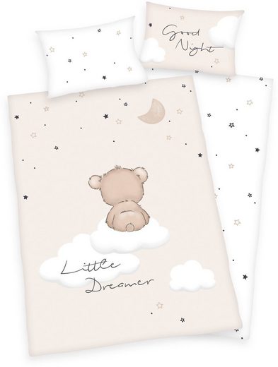 Babybettwäsche »Little Dreamer«, Baby Best, mit niedlichem Teddy-Motiv und Schriftzug