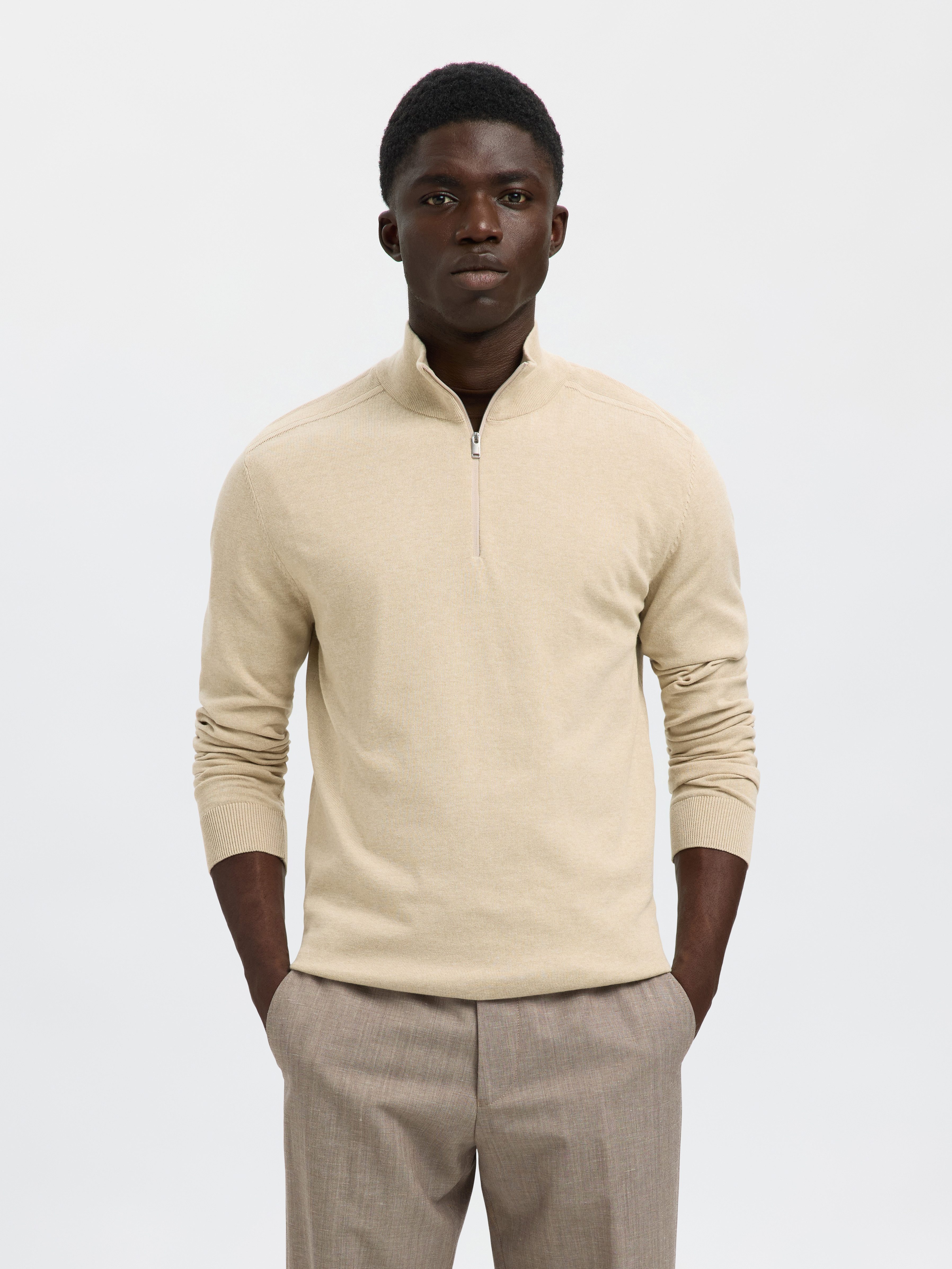 Selected Troyer SLHBERG HALF ZIP CARDIGAN NOOS Baumwolle, regular fit