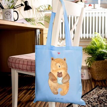 Mr. & Mrs. Panda Tragetasche Bär Baby - Sky Blue - Geschenk, Eltern, Einkaufstasche, Stoffbeutel, (1-tlg), Modisches Design