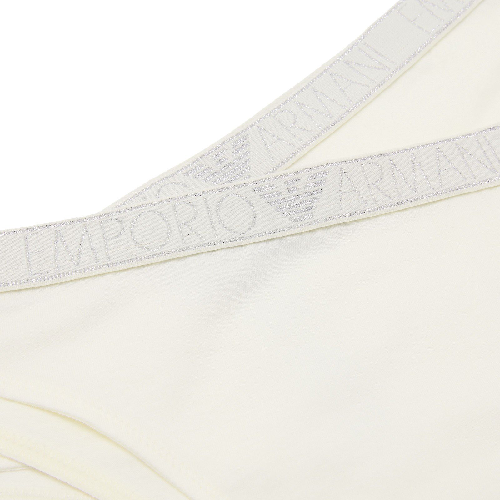 unifarbene umlaufenden Brazilian 09210 mit Glanz Emporio 2 Slips) Cotton Brief Markenschriftzügen enthält cream (2-St., metallischem Armani gleichfarbige, Stretch in Brasilslip pale