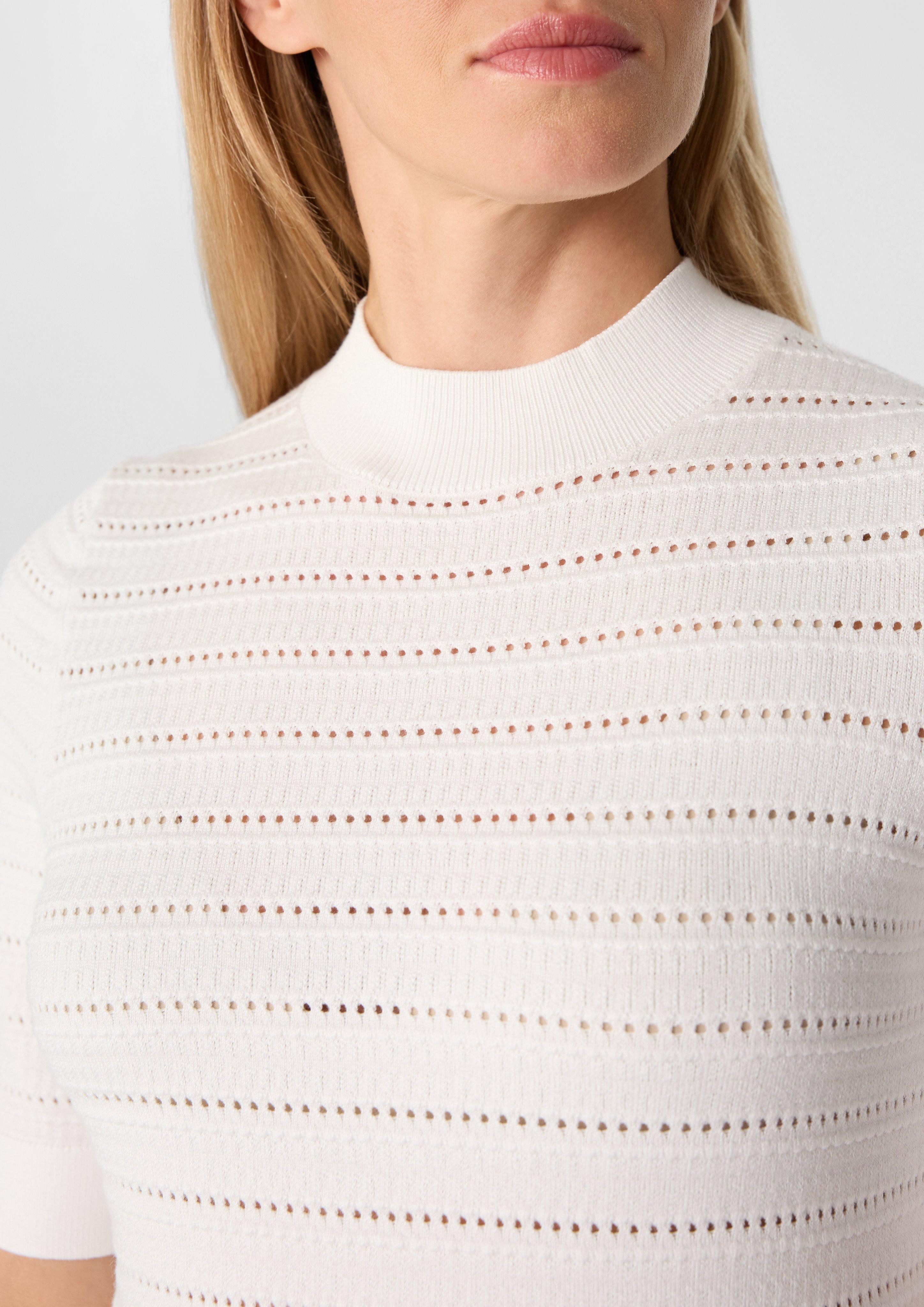 comma Kurzarmshirt Strukturierter Feinstrickpullover aus Viskosemix günstig online kaufen