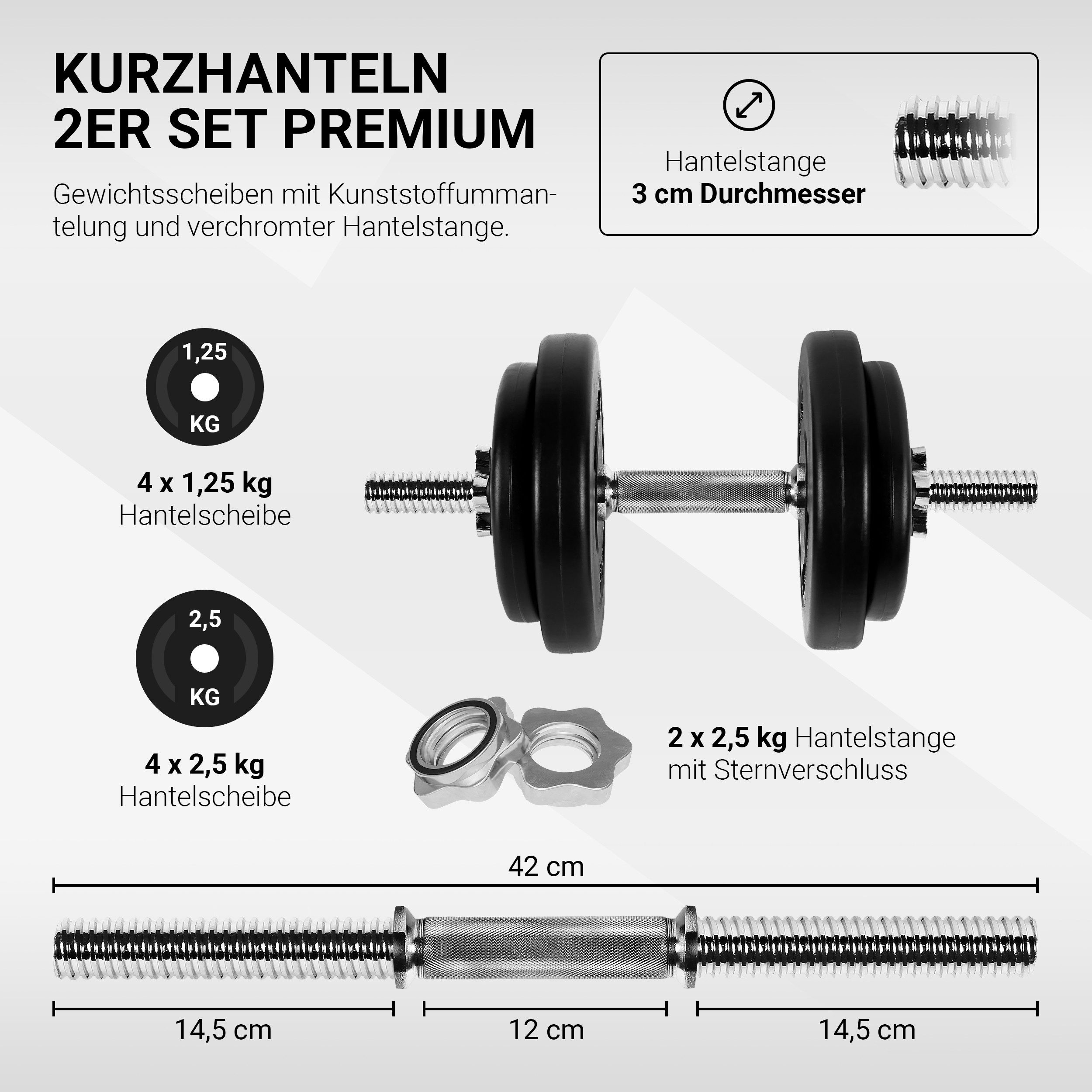 MSports® Hantel MSPORTS Hantelset - auswählbar - 20 kg oder 30 kg Kurzhantelset