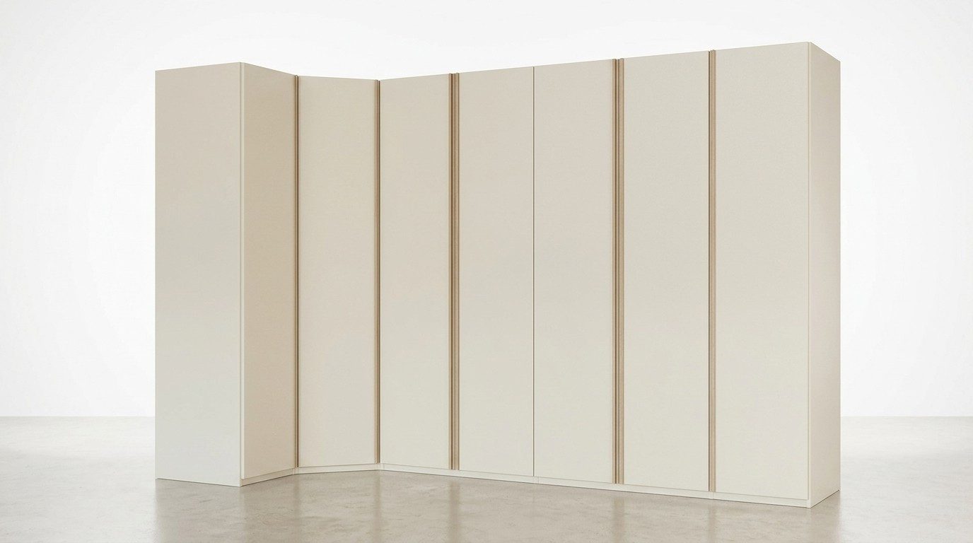 Xlmoebel Eckkleiderschrank Eckkleiderschrank Beige Modern Edel Schrank Eckschrank Schlafzimmer (1-tlg)