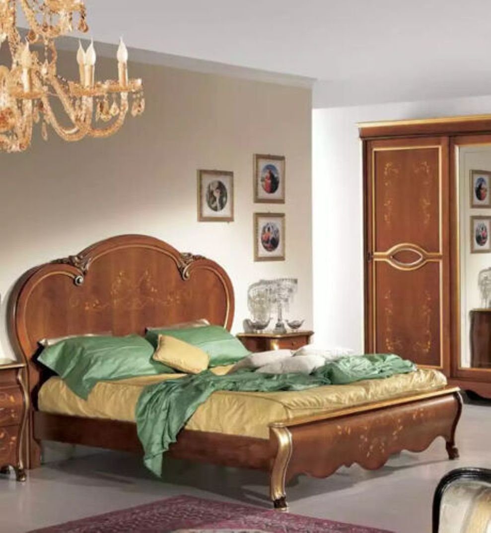 Polster Nur Betten Bett), Doppelbett Made Holz (1-tlg., in Klassische Hotel Bett Bett Braun JVmoebel Italy