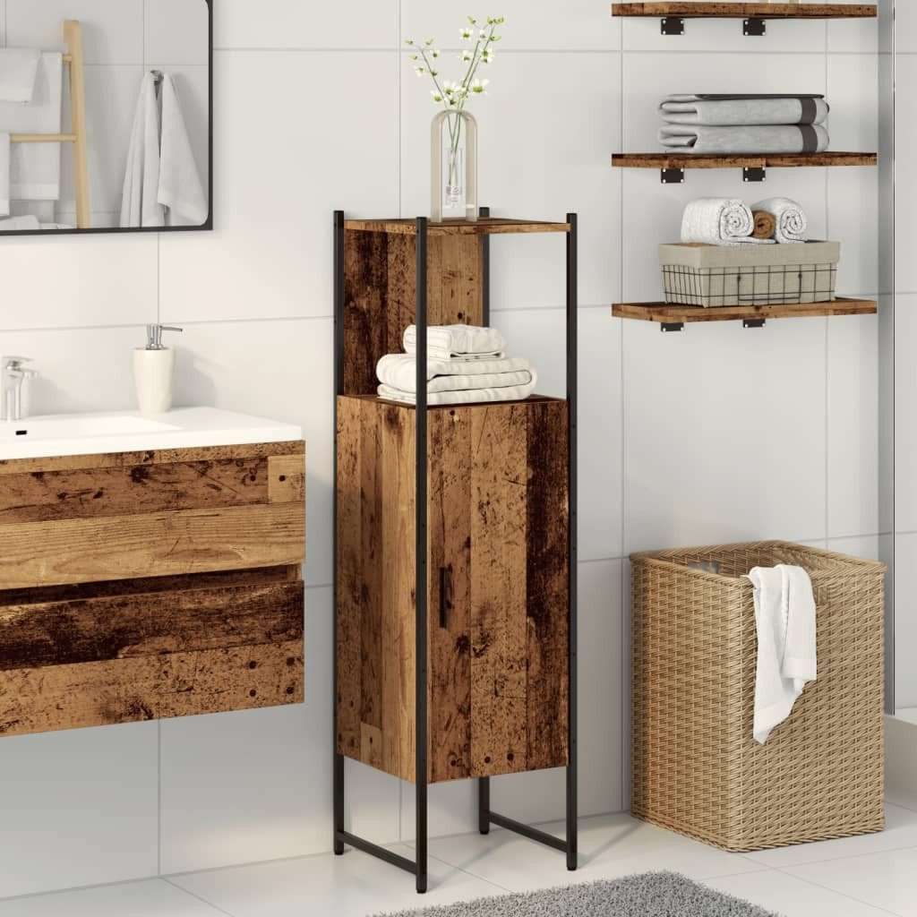 vidaXL Badezimmerspiegelschrank Badschrank Altholz-Optik 33x33x120,5 cm Holzwerkstoff (1-St)