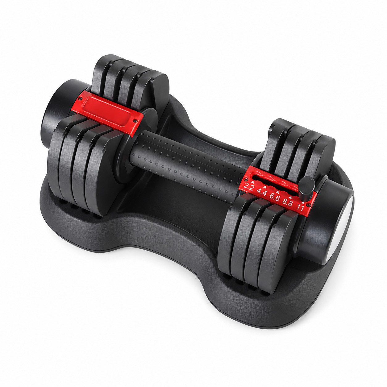 Tekoo Kurzhantel Verstellbare Kurzhantel 11 kg mit 5 Gewichtsstufen für Zuhause, (Packung, Verstellbare Kurzhantel mit Basisstation), 5 Gewichtsstufen, 2,2-11 kg, Antirutschgriff, Basisstation