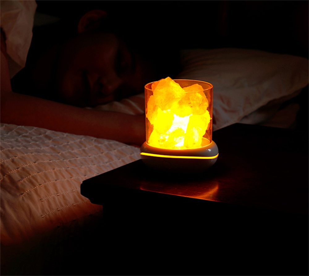 Rock Schwarz Salzkristall Oneid Lampe Salzlampe, Natürliche USB Salzkristall-Tischlampe