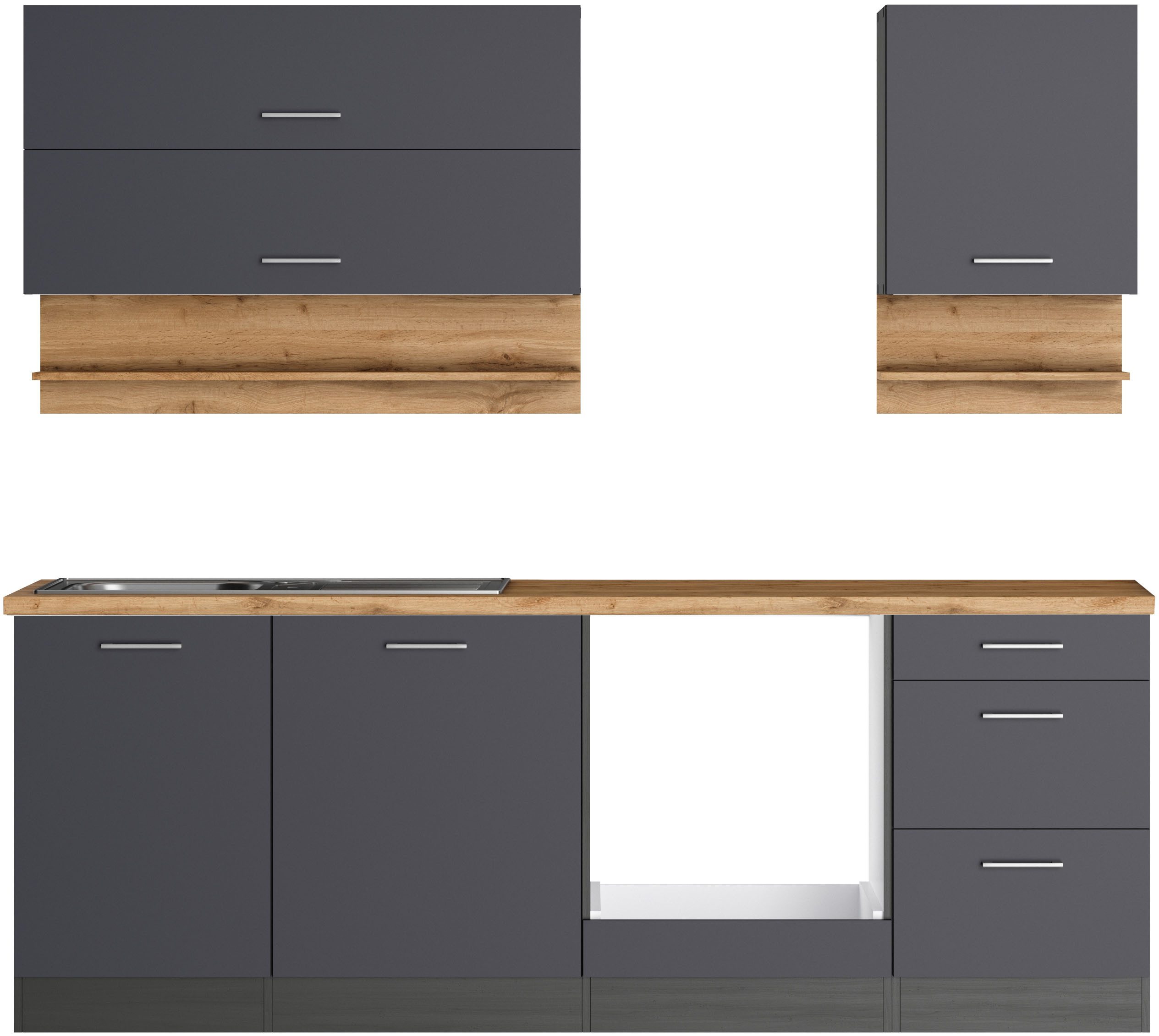 KOCHSTATION Küchenzeile KS-Milan, 220 cm breit, günstig online kaufen