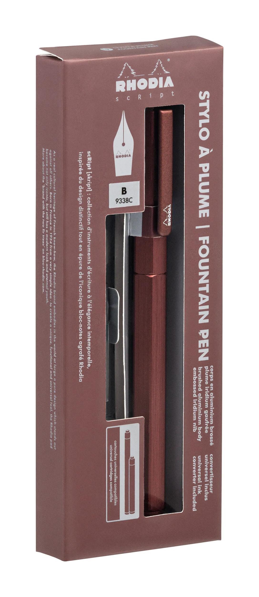 Rhodia Künstlerstift scRipt, Füllfederhalter, Federstärke B - Braun, 9338C, Füllfederhalter