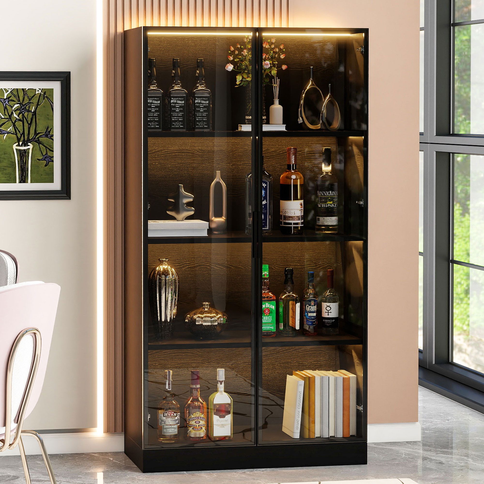 MODFU Vitrine Staubgeschützte Glasvitrine (Bücherregal, Hochschrank, günstig online kaufen