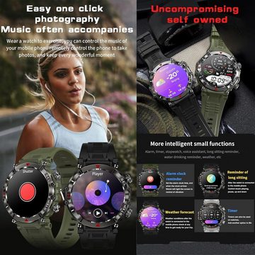 MYSHUN 1,39-Zoll-TFT-Farbbildschirm Smartwatch (1,39 Zoll, Android iOS), Uhren Fitnes Tracker 100+ Sportmodi Aktivitätstracker 5ATM Wasserdicht