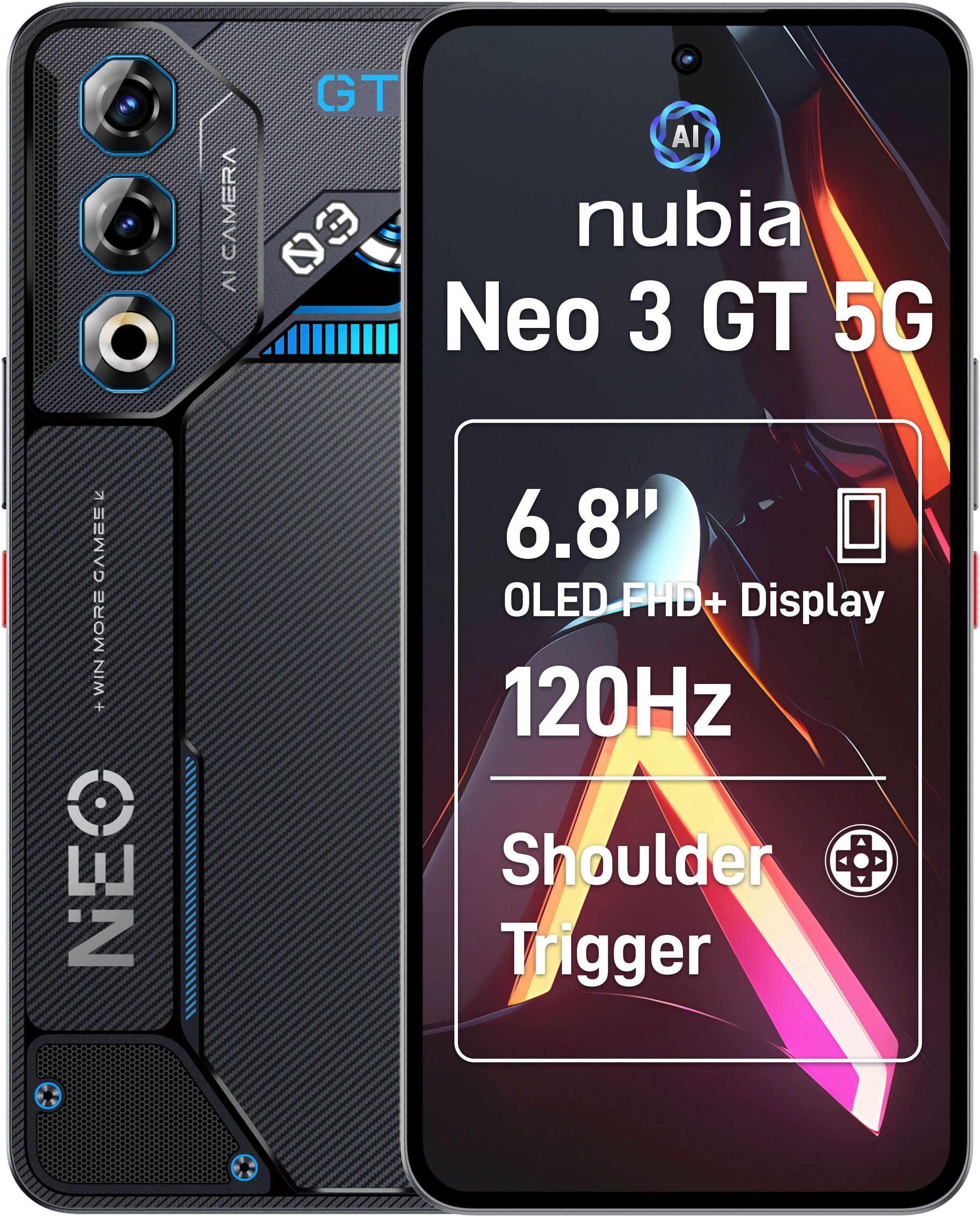 Nubia Neo 3 GT 5G Smartphone (17,27 cm/6,8 Zoll, 256 GB Speicherplatz, 50 MP Kamera)