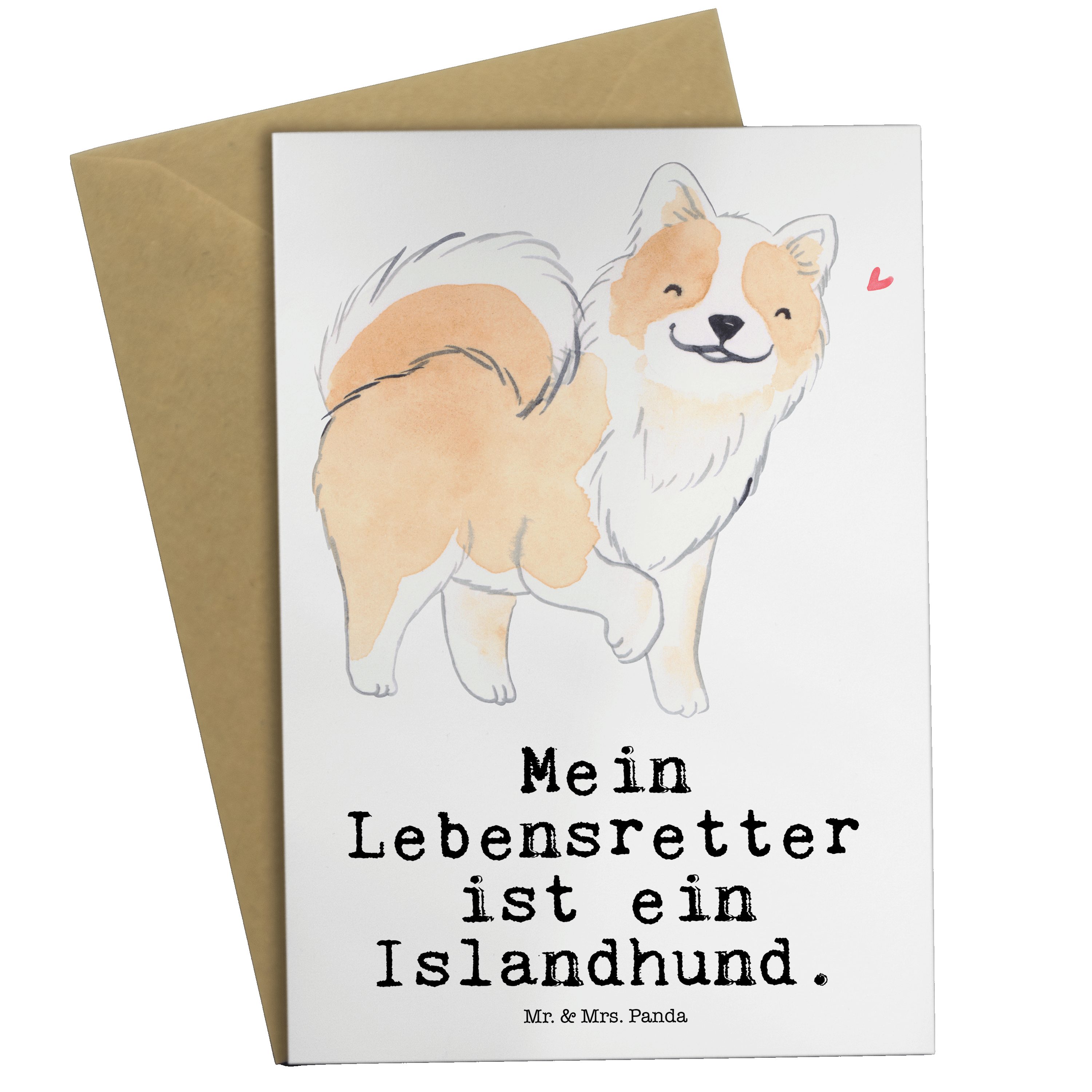 Mr. & Mrs. Panda Grußkarte Islandhund Lebensretter - Weiß - Geschenk, Glückwunschkarte, Geburtst