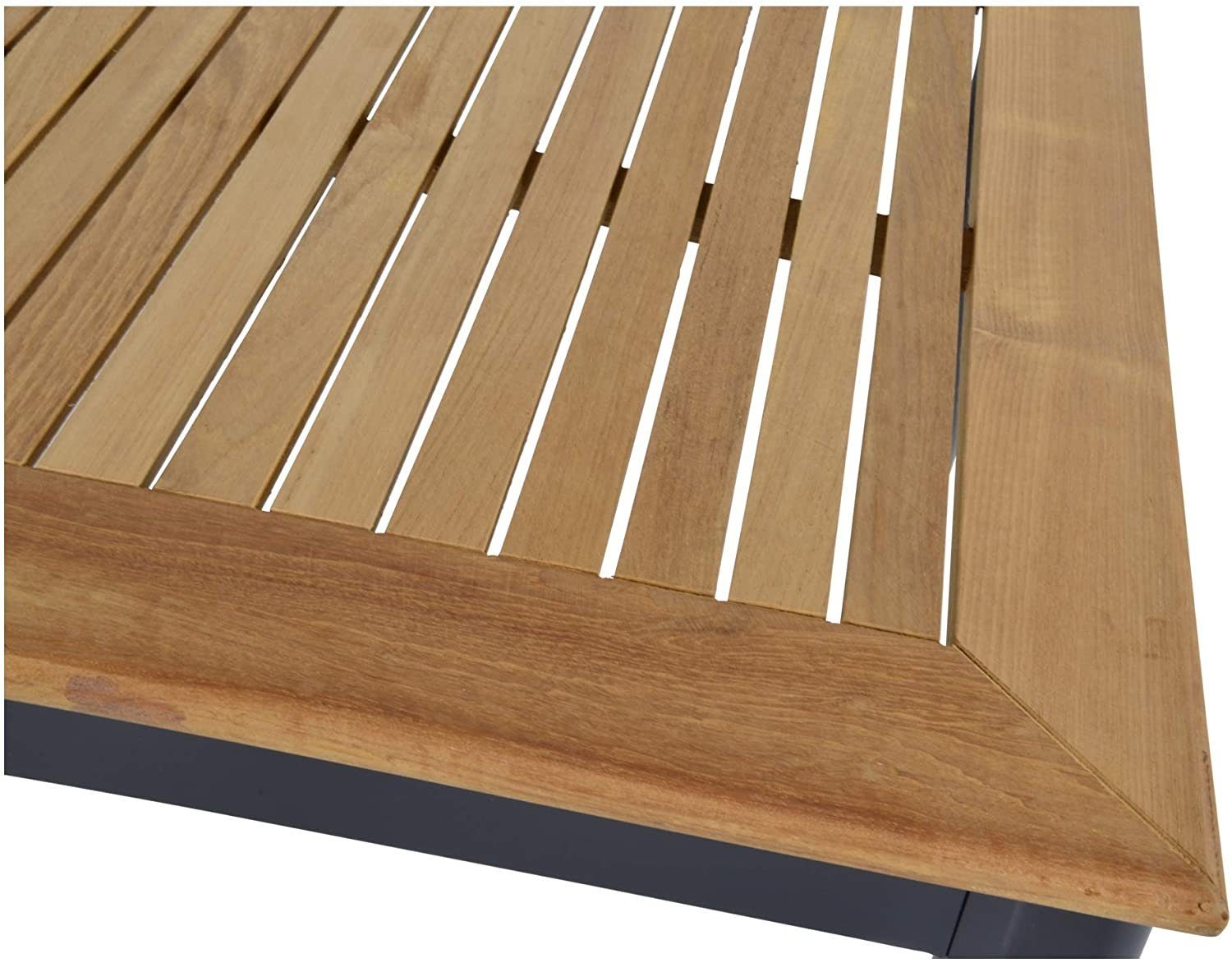 rechteckig cm 150x89x75,5 Living Lesli Tisch Tafel mit Alu-Gestell Gartentisch Gartentisch Teakholz Platte