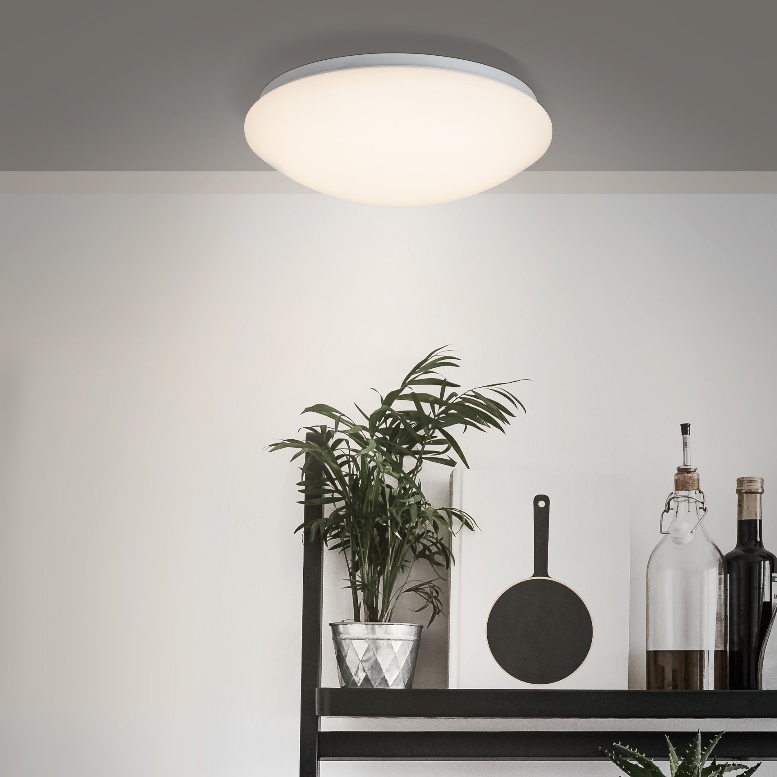 Lightbox Deckenleuchte, Bewegungsmelder, LED fest integriert, warmweiß, LED Deckenlampe - Durchmesser 32cm - Wandleuchte mit warmweißem Licht