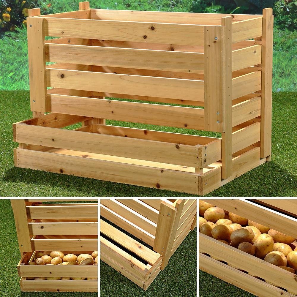 Feel2Home Holzkiste Universalkiste für Kartoffeln Wein Obst Äpfel Kartoffelkiste Vorrat (Stück, 1 St., 1-tlg), aus Holz