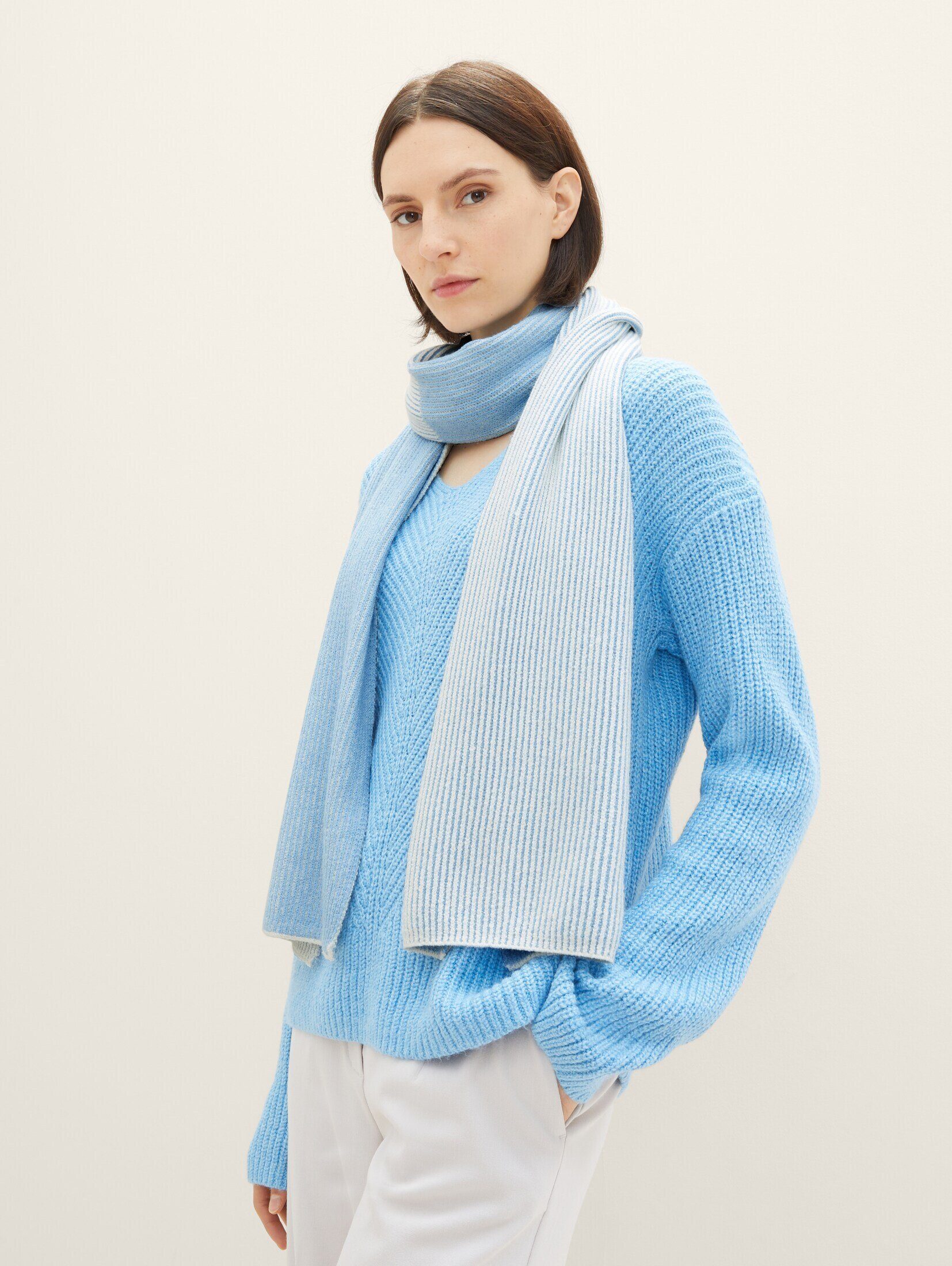 TOM TAILOR Strickschal Gerippter cloudy blue light Schal