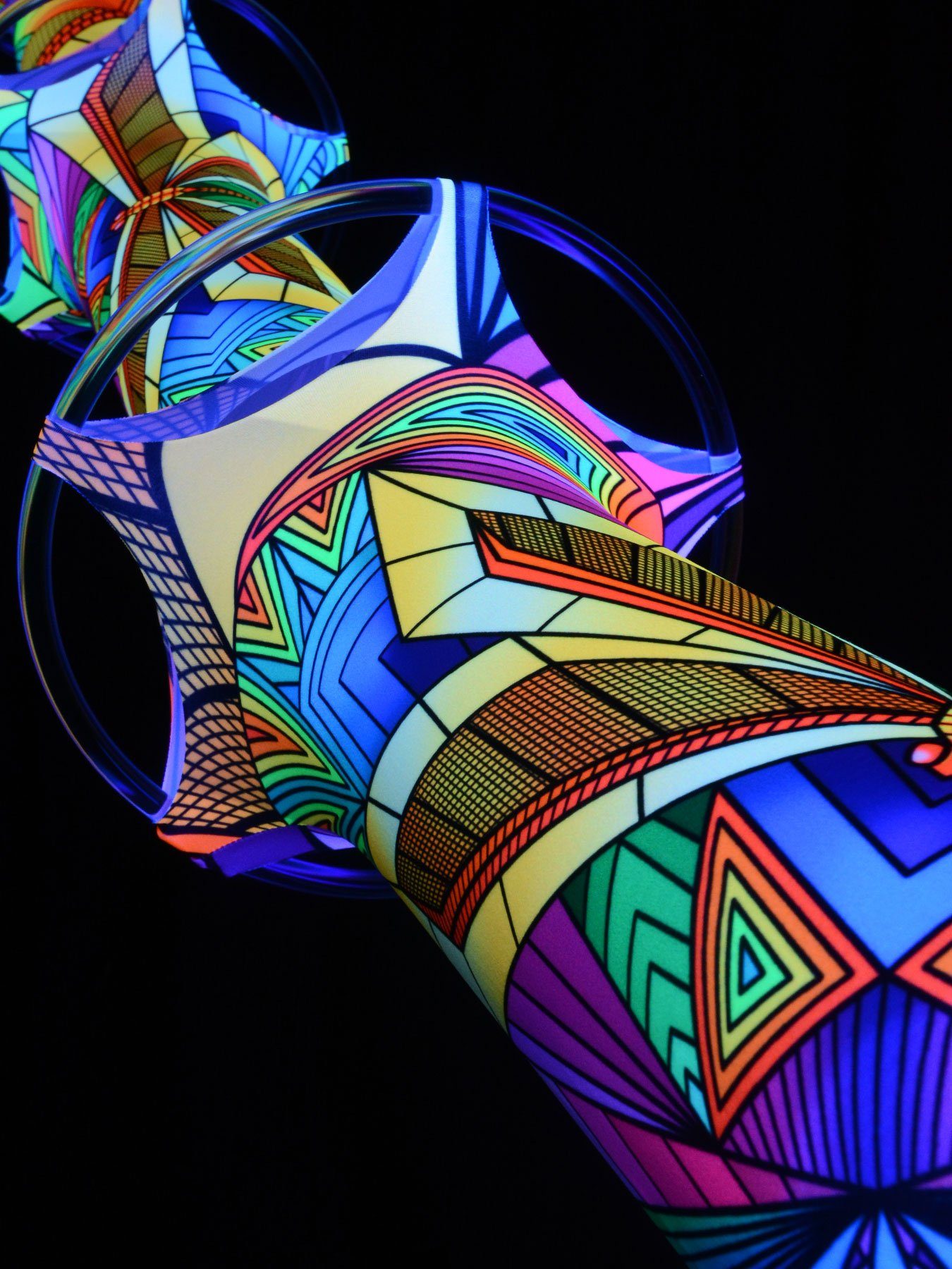 leuchtet 25cm, 5m Tentakel Schwarzlicht Schwarzlicht Deko "Neon PSYWORK Psy Dragonfly", Wanddekoobjekt UV-aktiv, Polygon unter Ø