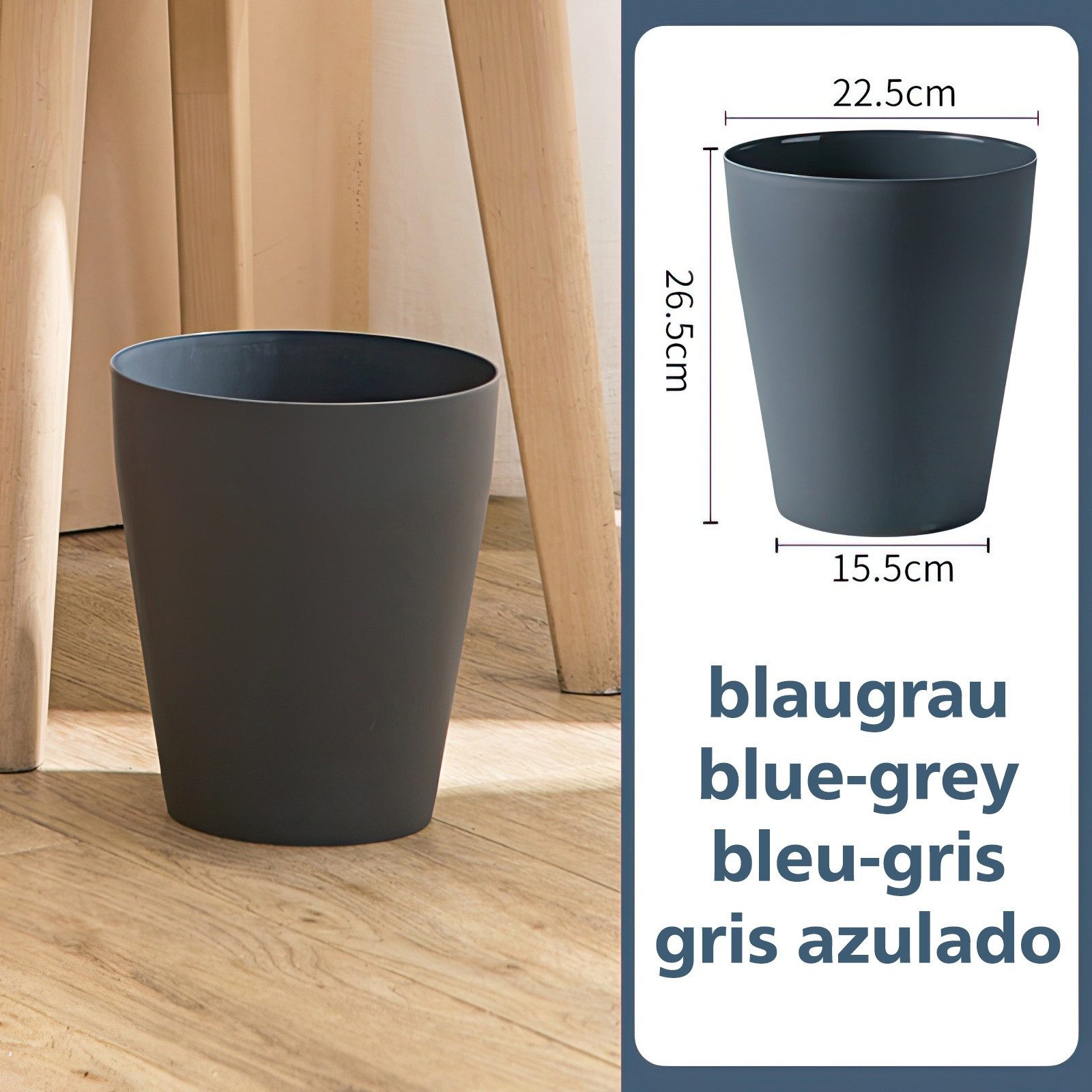 Sinoba Papierkorb rund moderner Mülleimer Papiereimer 788789, aus Kunststoff ideal für Kinderzimmer Küche Büro, 12 Liter Höhe 26,5cm