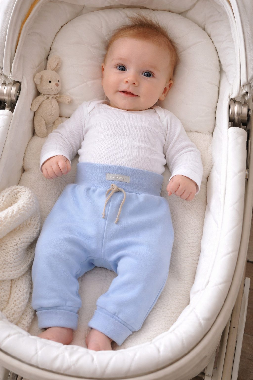 La Bortini Pumphose Baby Hose Mitwachshose in Blau für Neugeborene Strampler aus Baumwolle, 44 50 56 62 68 74 80 86 für Neugeborene
