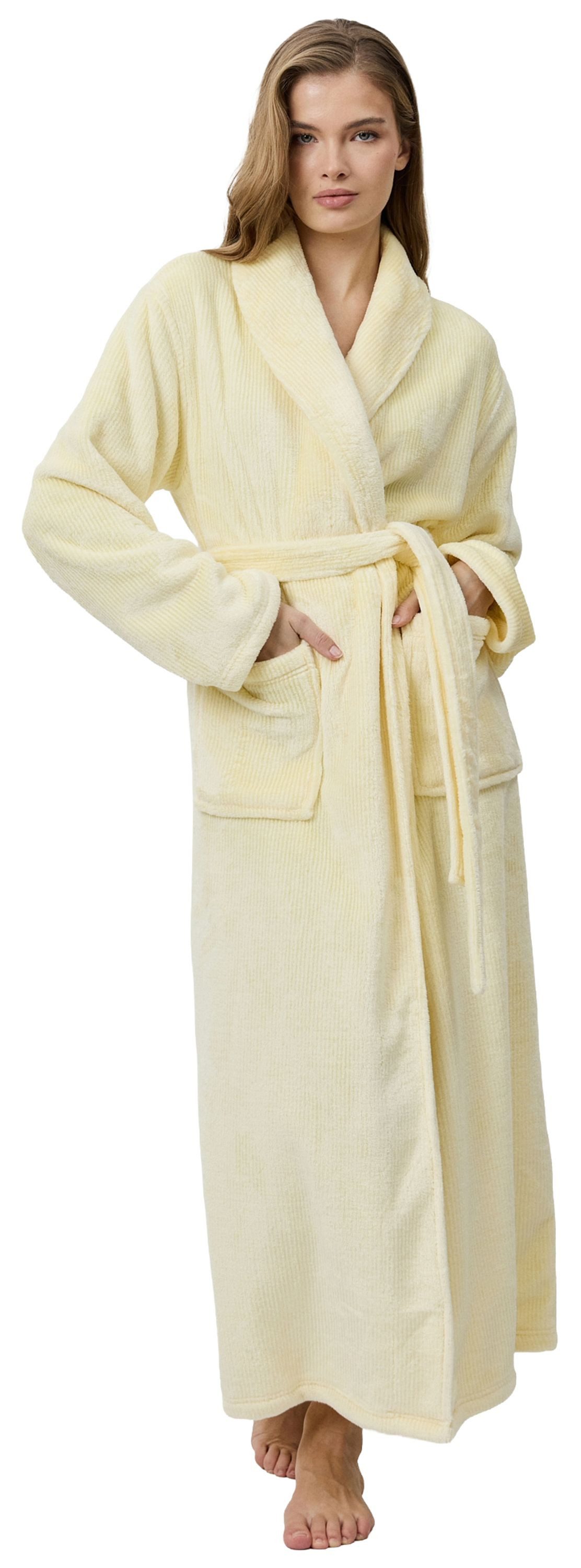 Aruelle Damenbademantel Exquisite Calm, lang, Polyester, Schalkragen, Gürtel, Damen Morgenmantel Bademantel Schalkragen Polyester lang