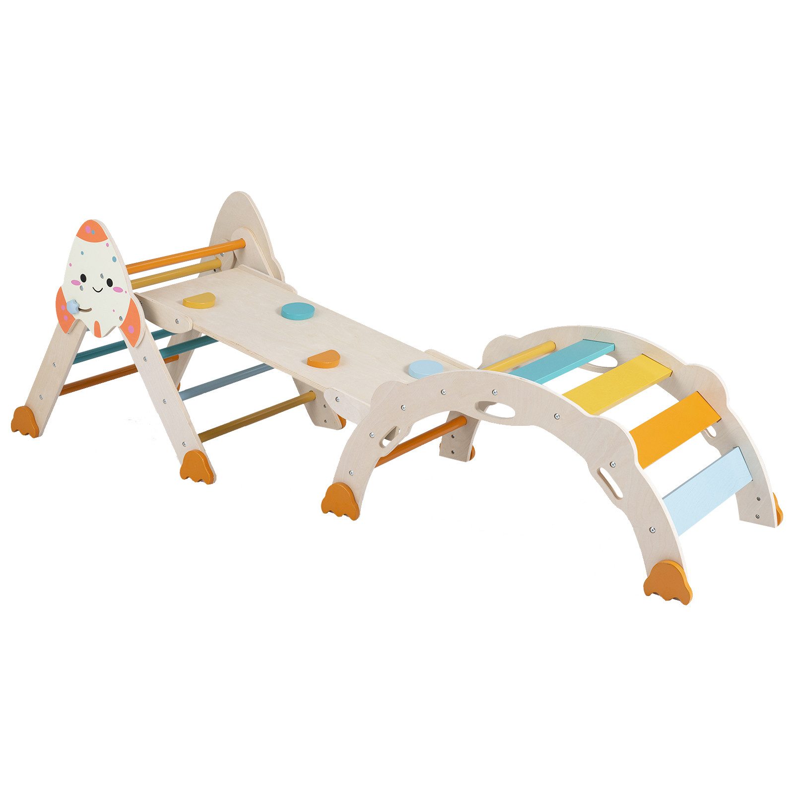 COSTWAY Klettergerüst 8 in 1 Montessori Klettersset aus Holz, Indoor Spielset