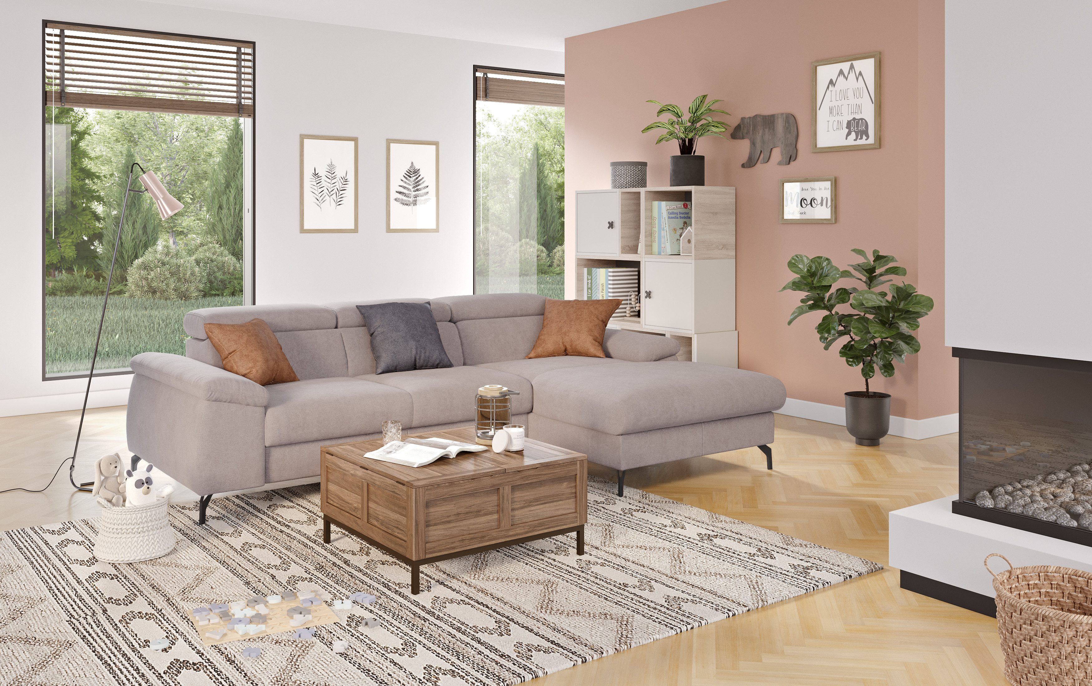 COTTA Ecksofa Kitty L-Form, B: 242 cm, mit Kopfteilverstellung, optional Bettfunktion & Bettkasten