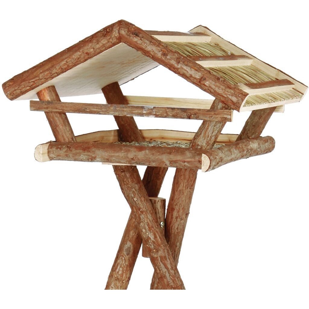 TRIXIE Vogelhaus Vogelfutterhaus mit Ständer - Holz-Optik - 48 × 27 × 46 cm/1,30 m